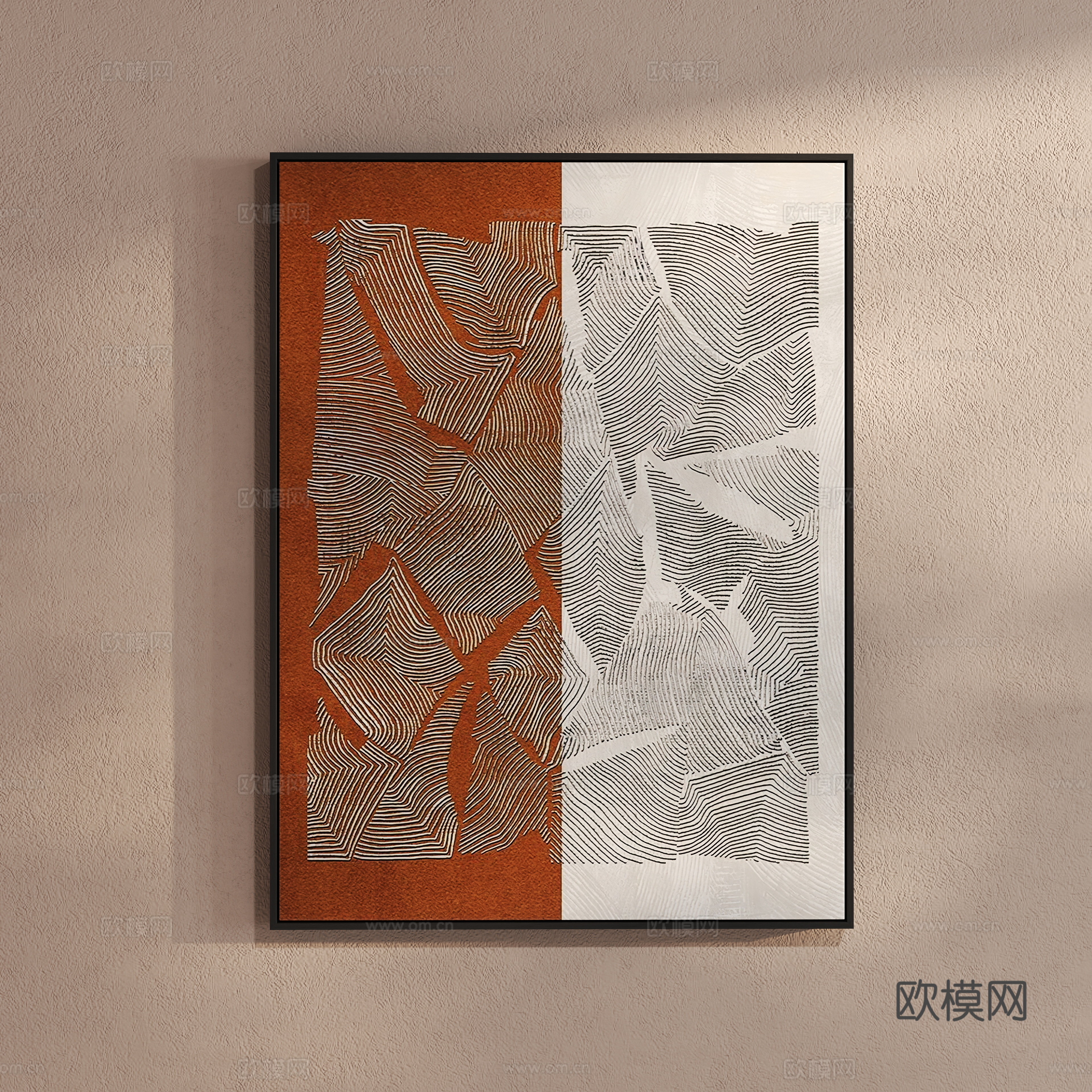 Modern texture painting decorative painting 3d model