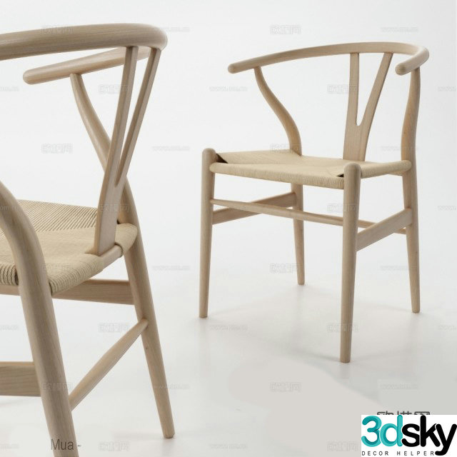 Nordic wooden chair dining chair single chair 3d model