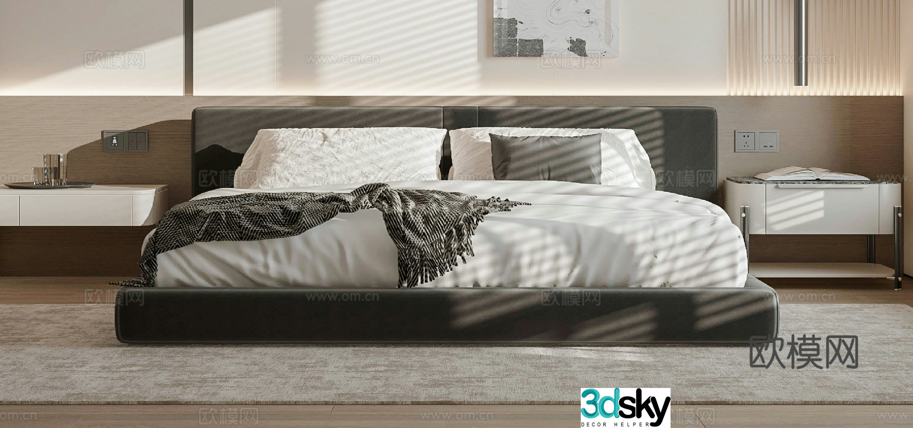 Modern double bed 3d model