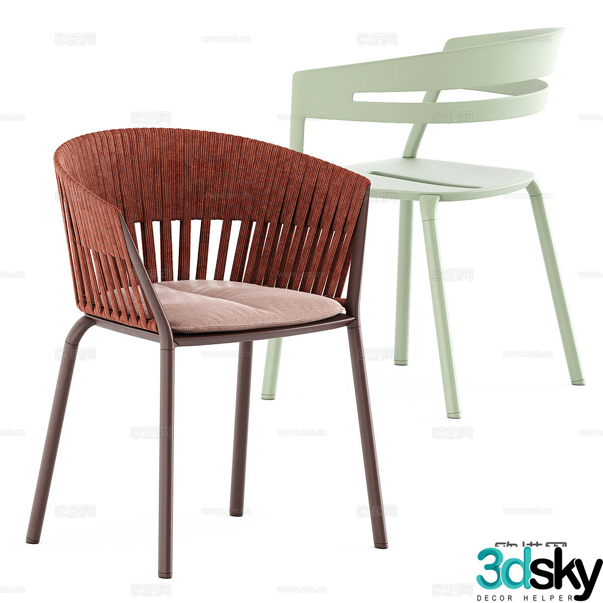 Modern outdoor chair rope chair 3d model