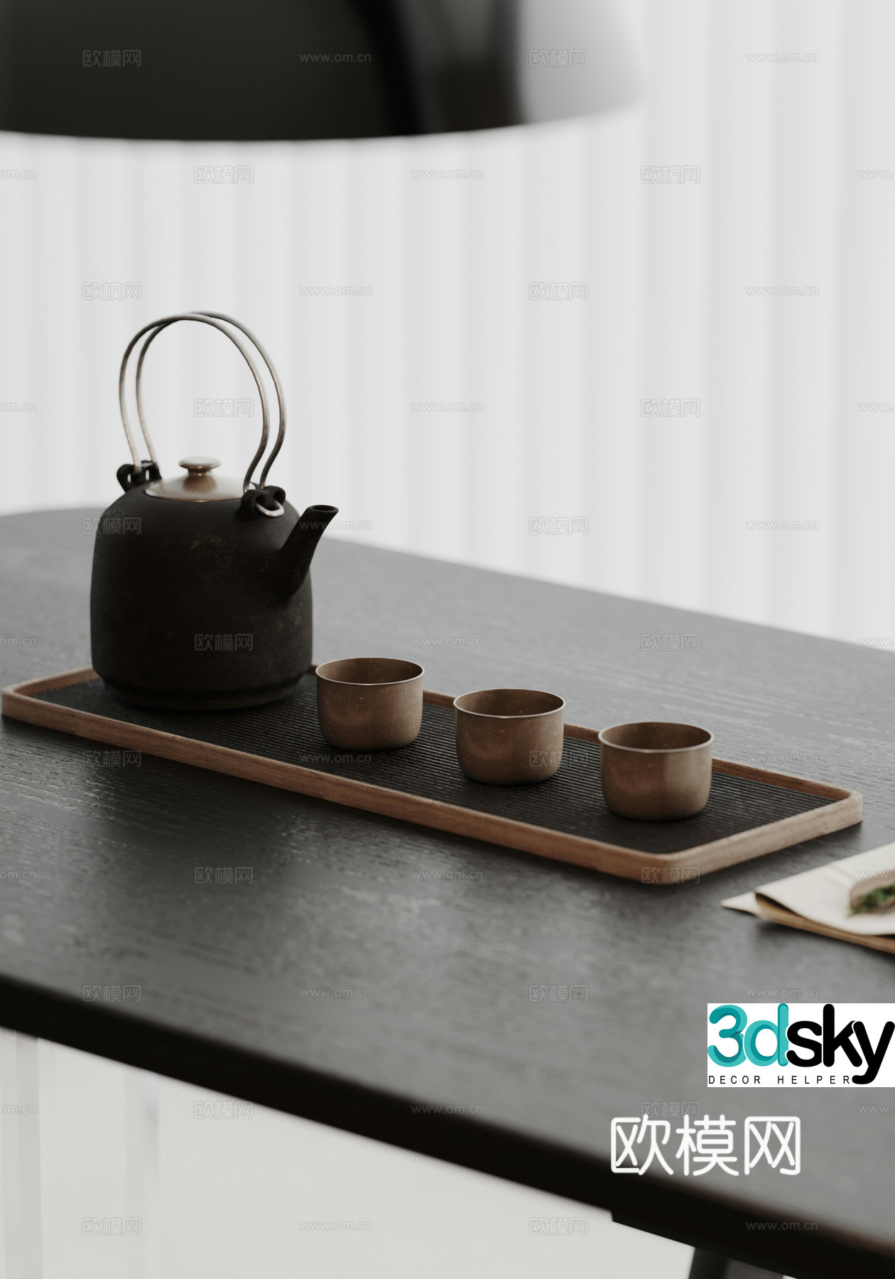 New Chinese teapot tea set ornaments 3d model