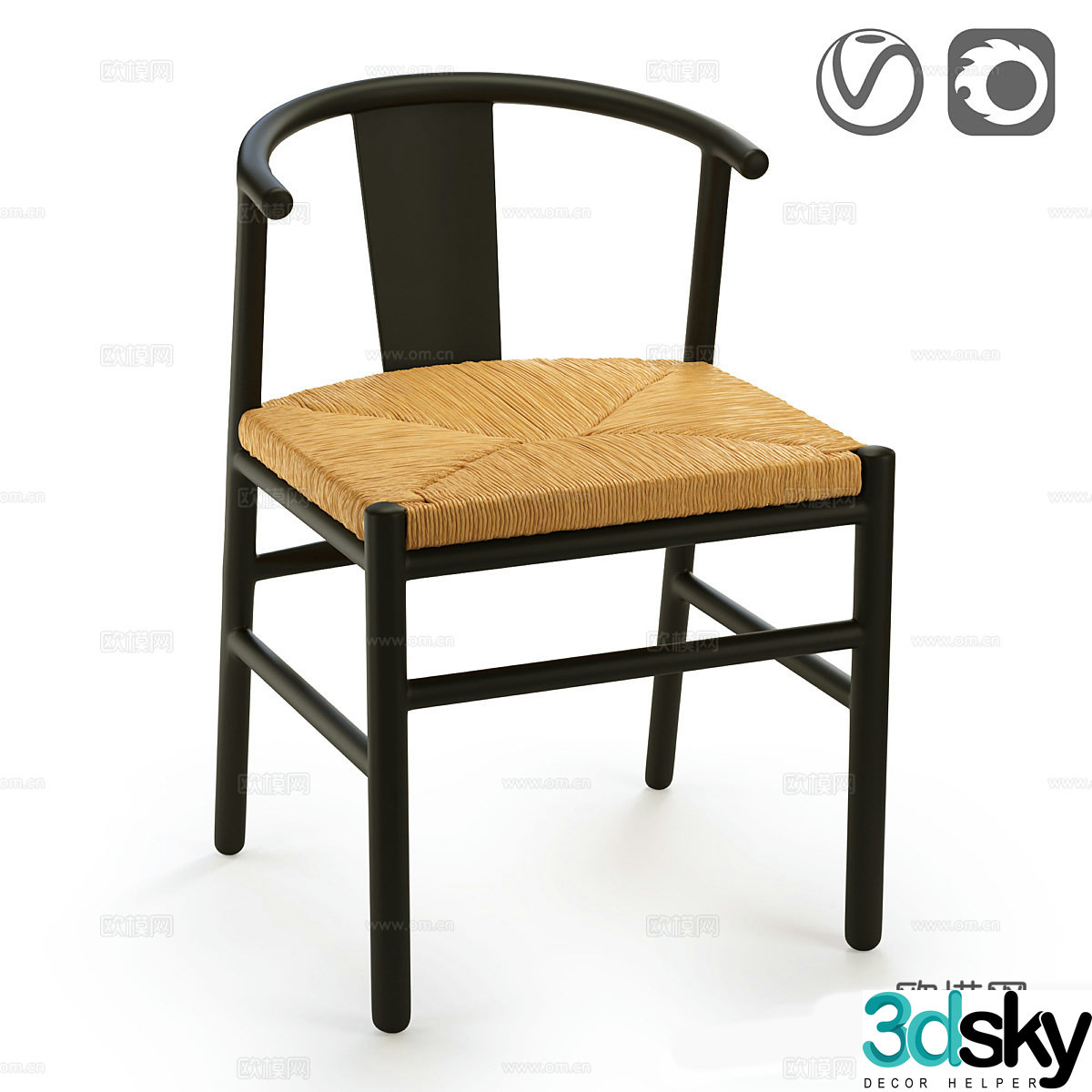 Modern dining chair single chair 3d model
