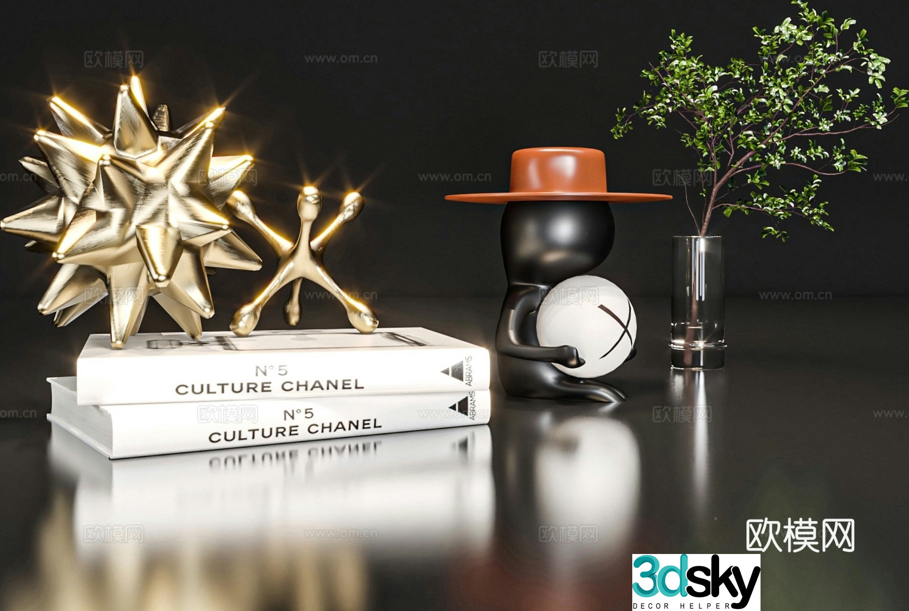 Decoration ornaments books crafts 3d model