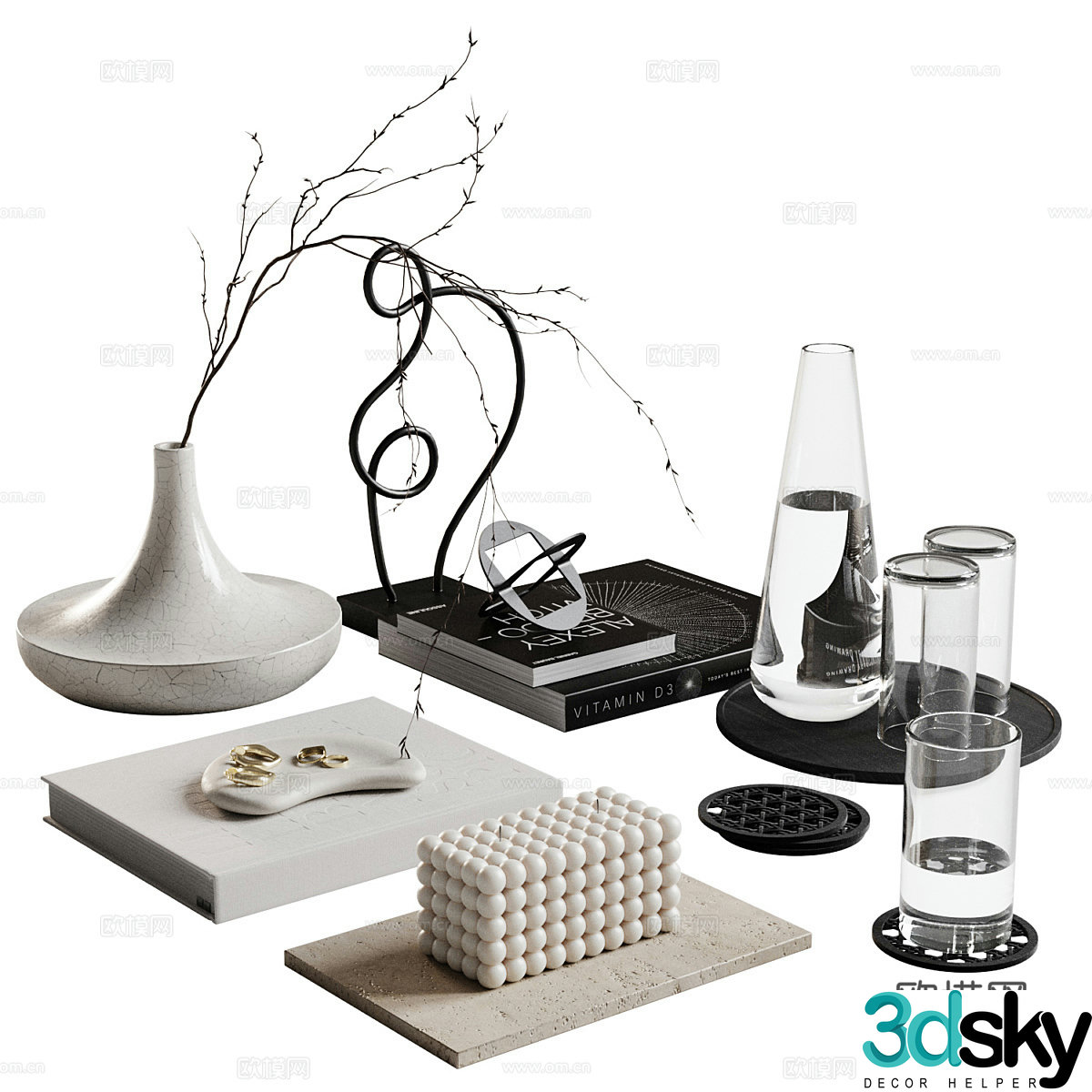 New Chinese style ornaments vase water cup 3D model