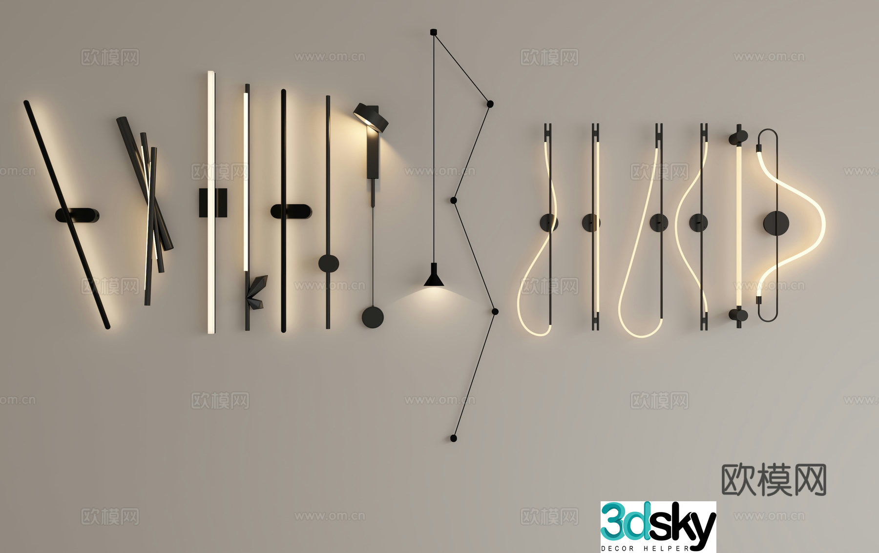 Modern minimalist wall light strip wall light 3d model