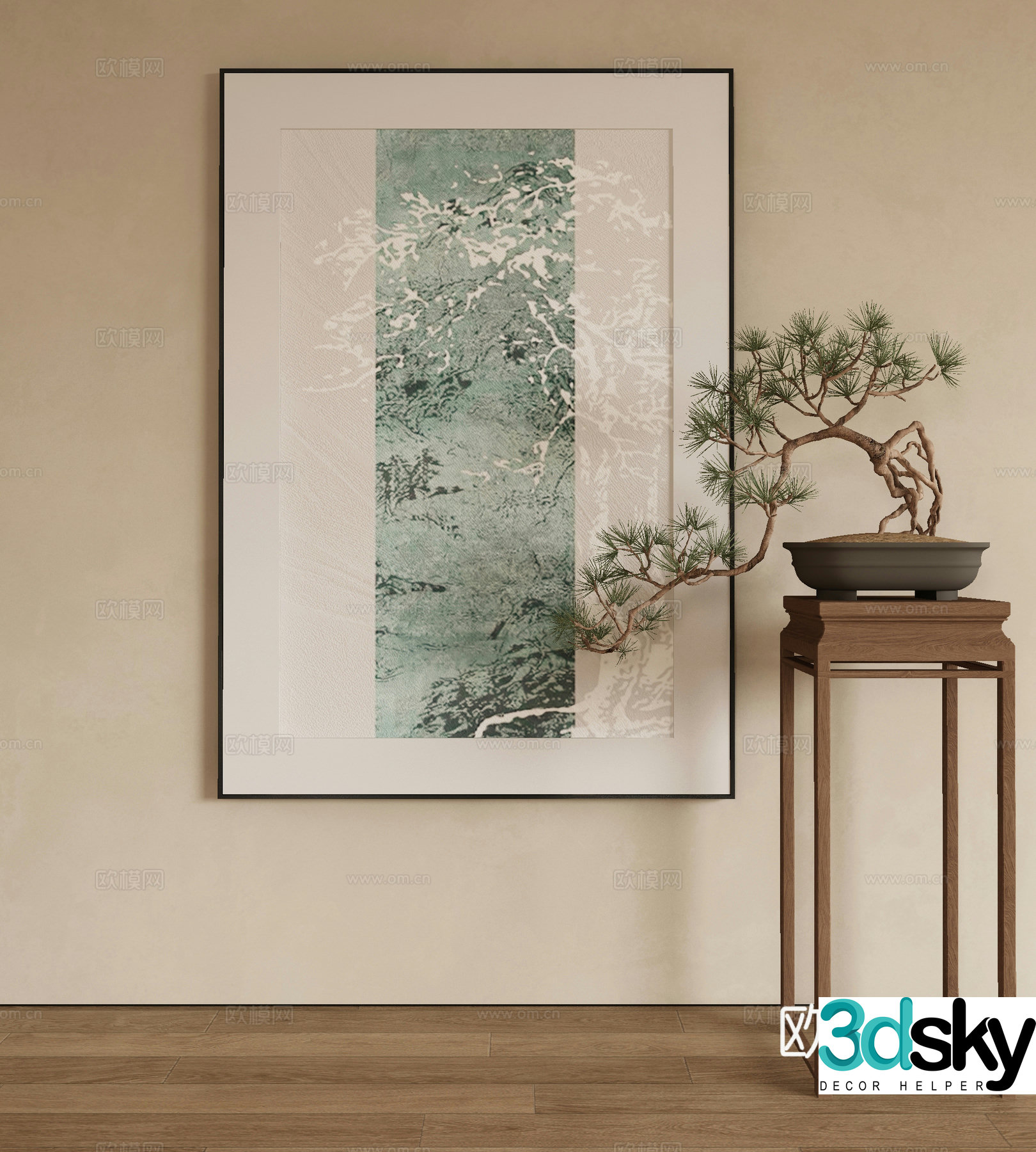 New Chinese texture painting decorative painting 3D model