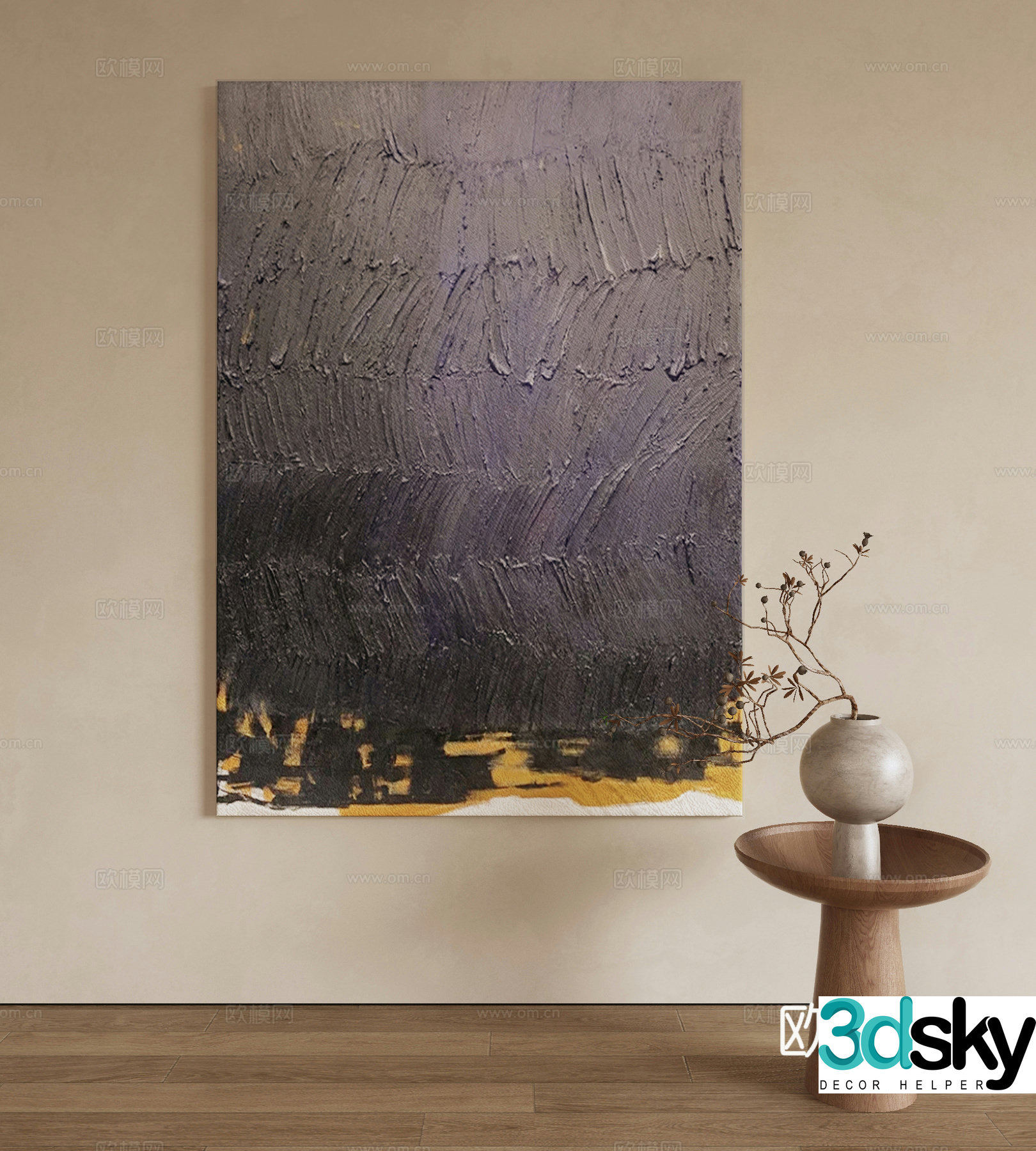 Modern texture painting decorative painting 3d model