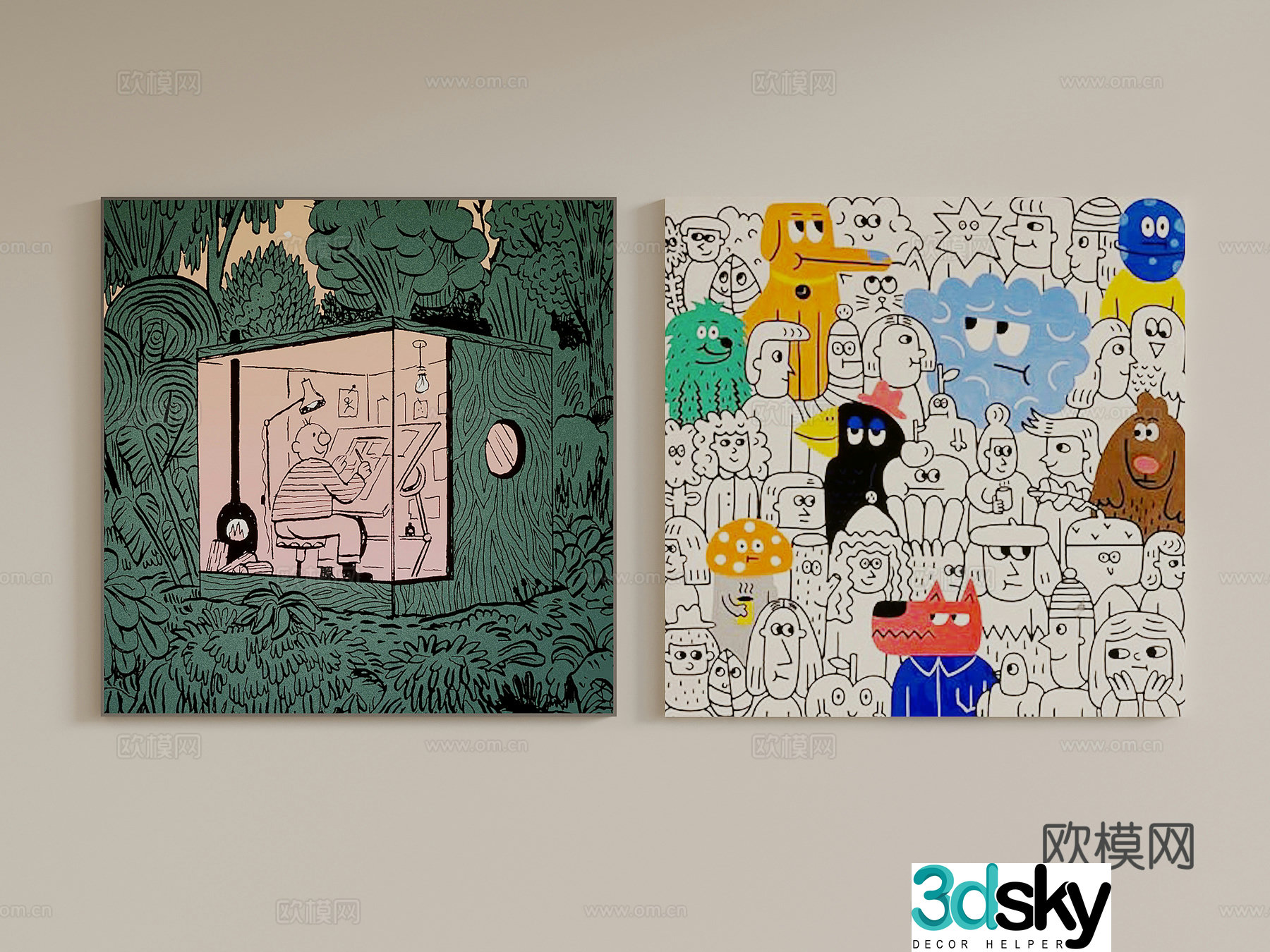 Modern decorative painting abstract painting art painting 3d model