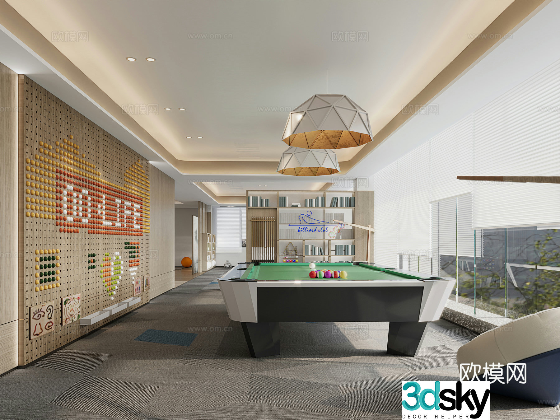 Modern billiards room 3d model