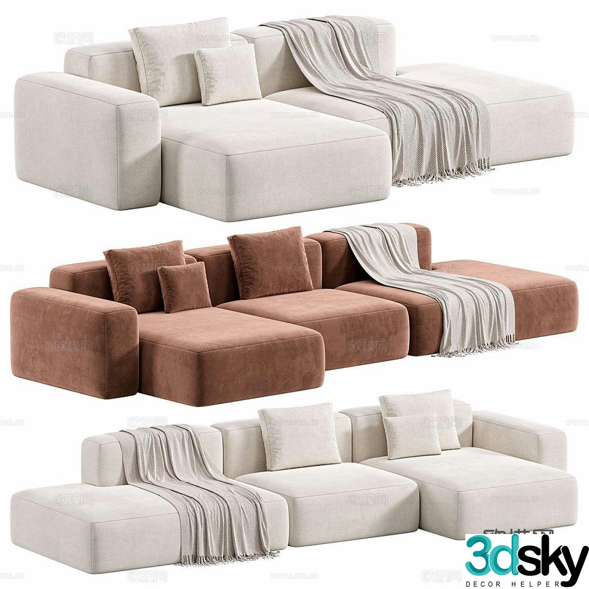Hay corner sofa tofu block sofa 3d model