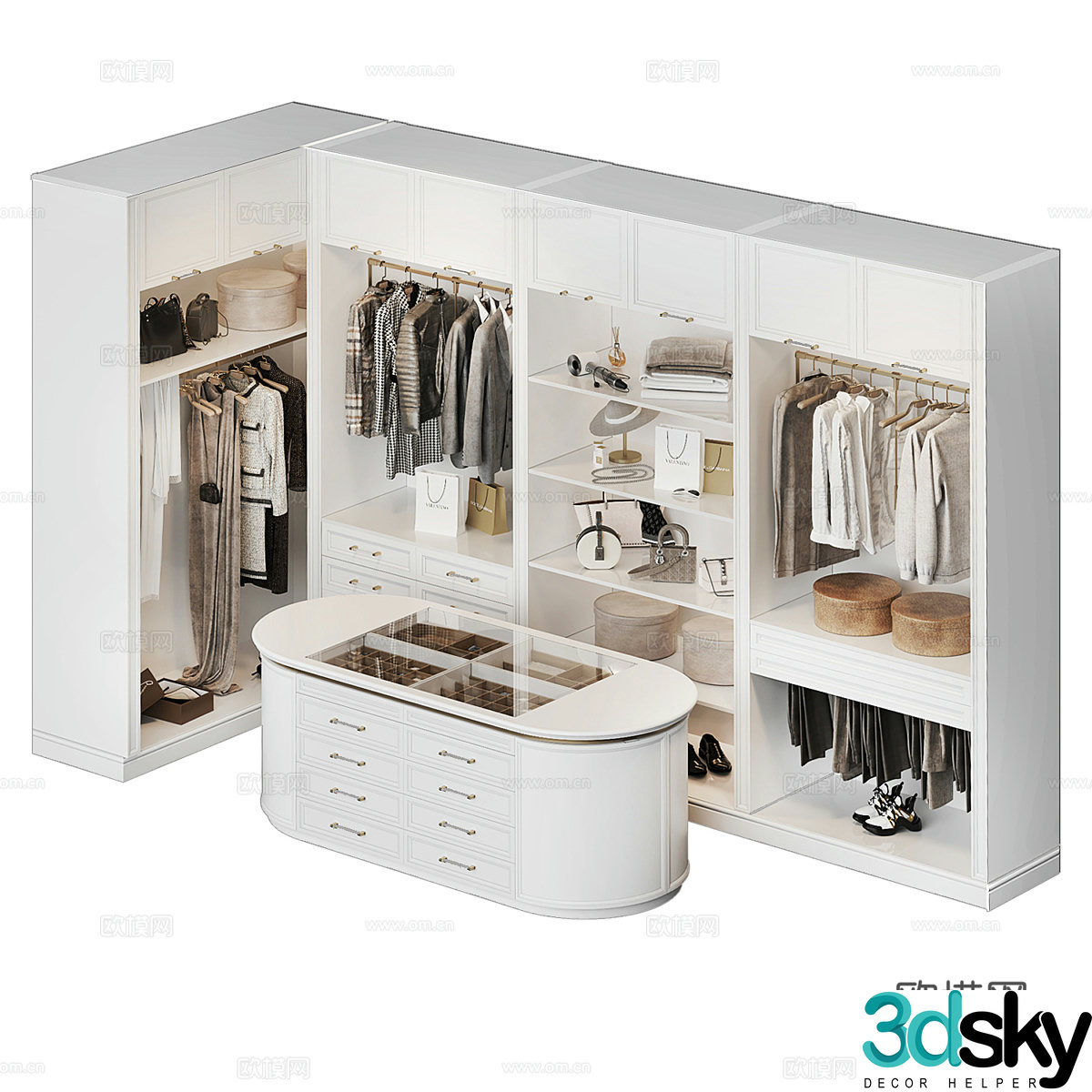 Modern doorless wardrobe 3d model