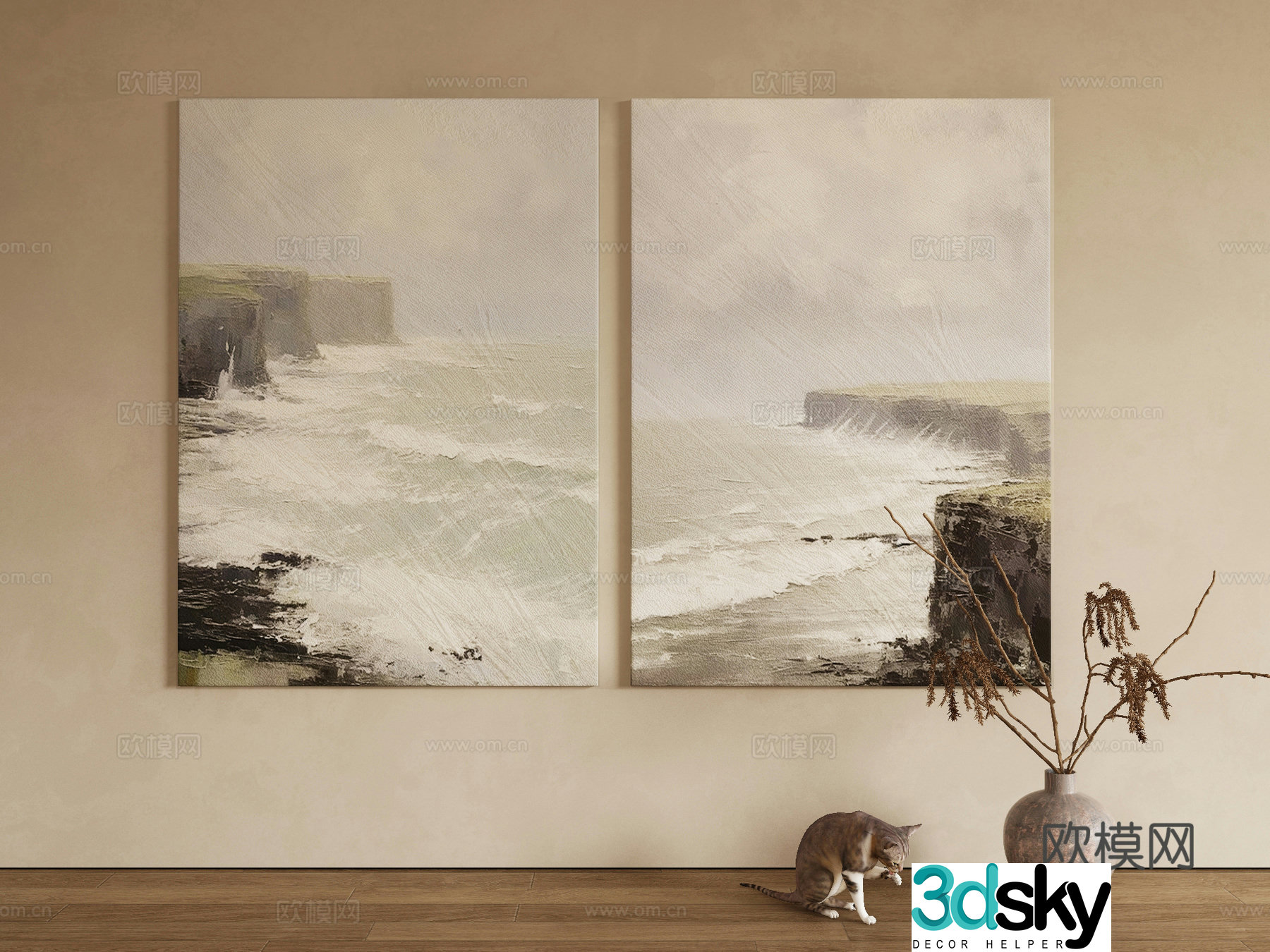 Modern oil painting landscape painting decorative painting 3d model