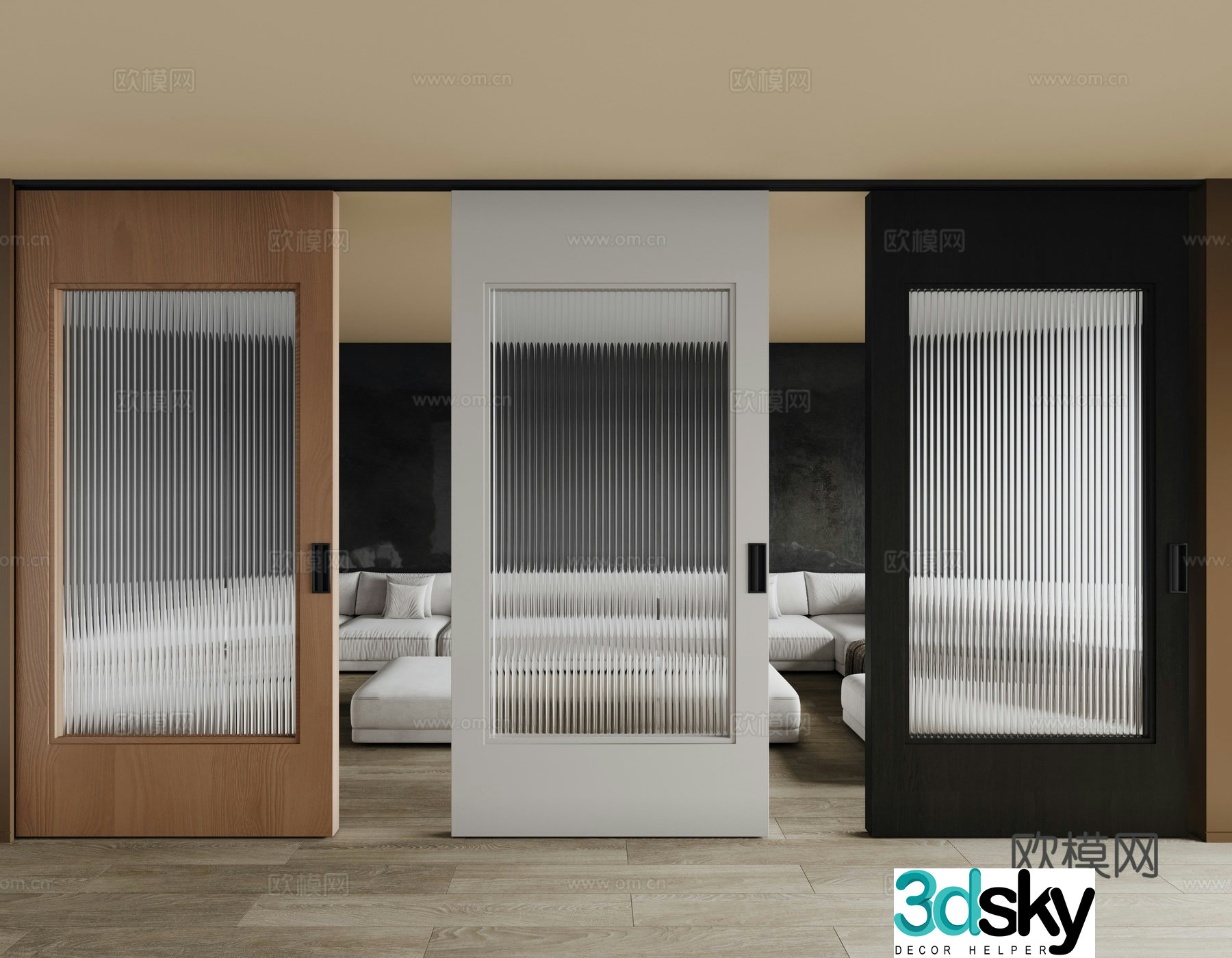 Glass sliding door Changhong glass door sliding door 3d model