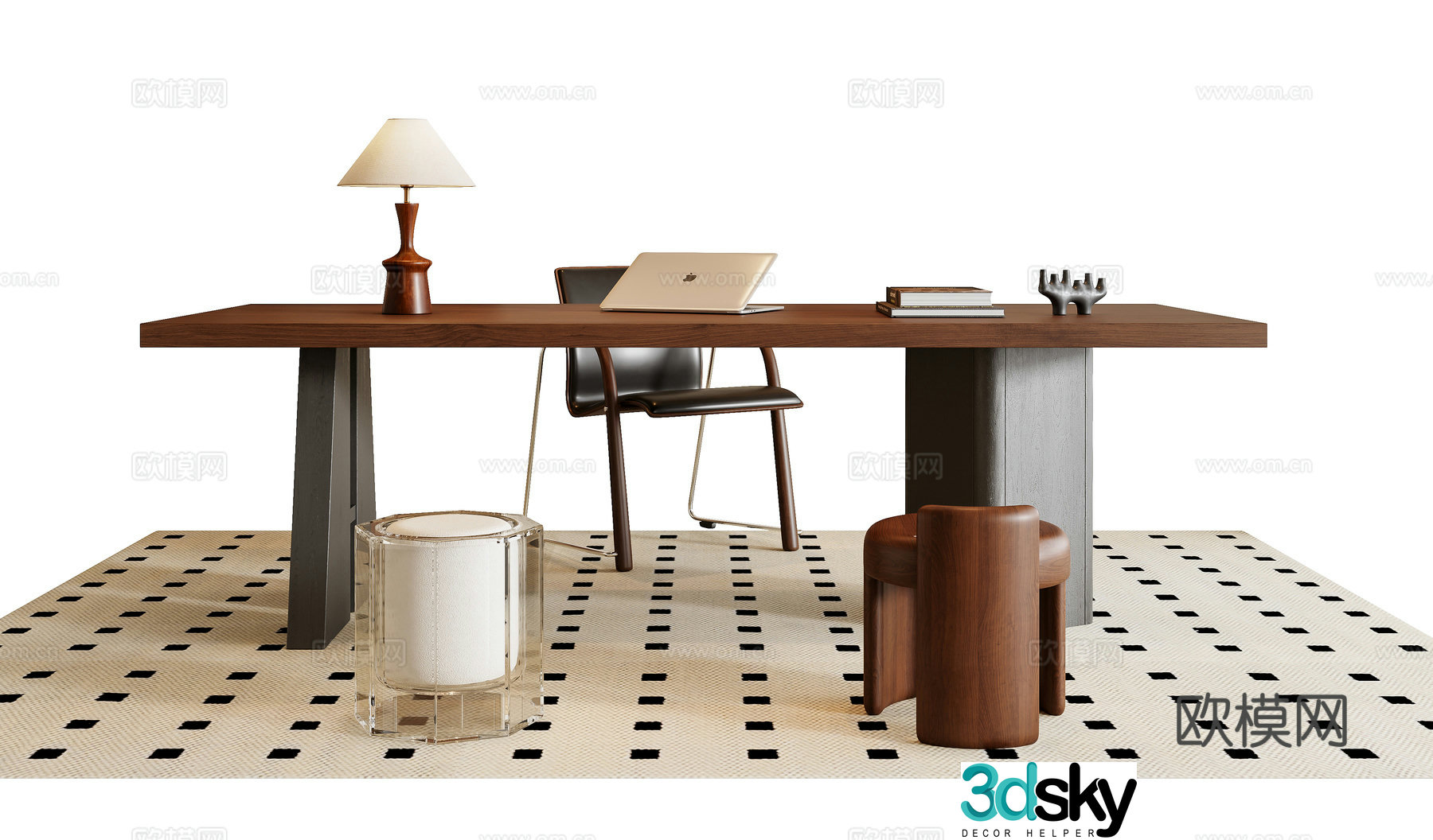 Medieval style desk and chair 3d model