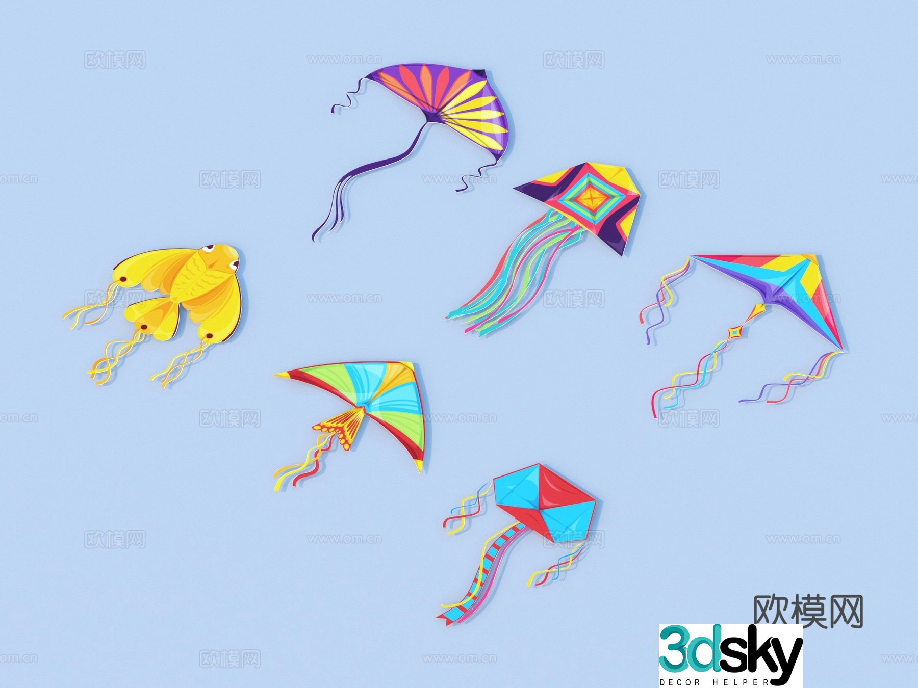 kite toy ornament decoration 3d model