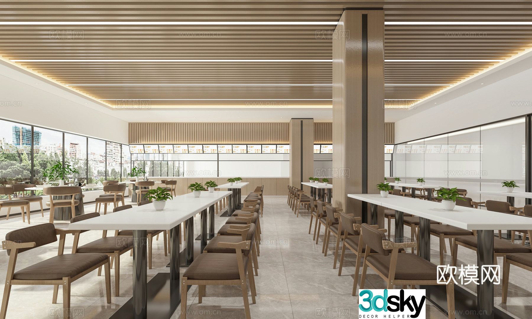 Modern canteen staff restaurant 3d model
