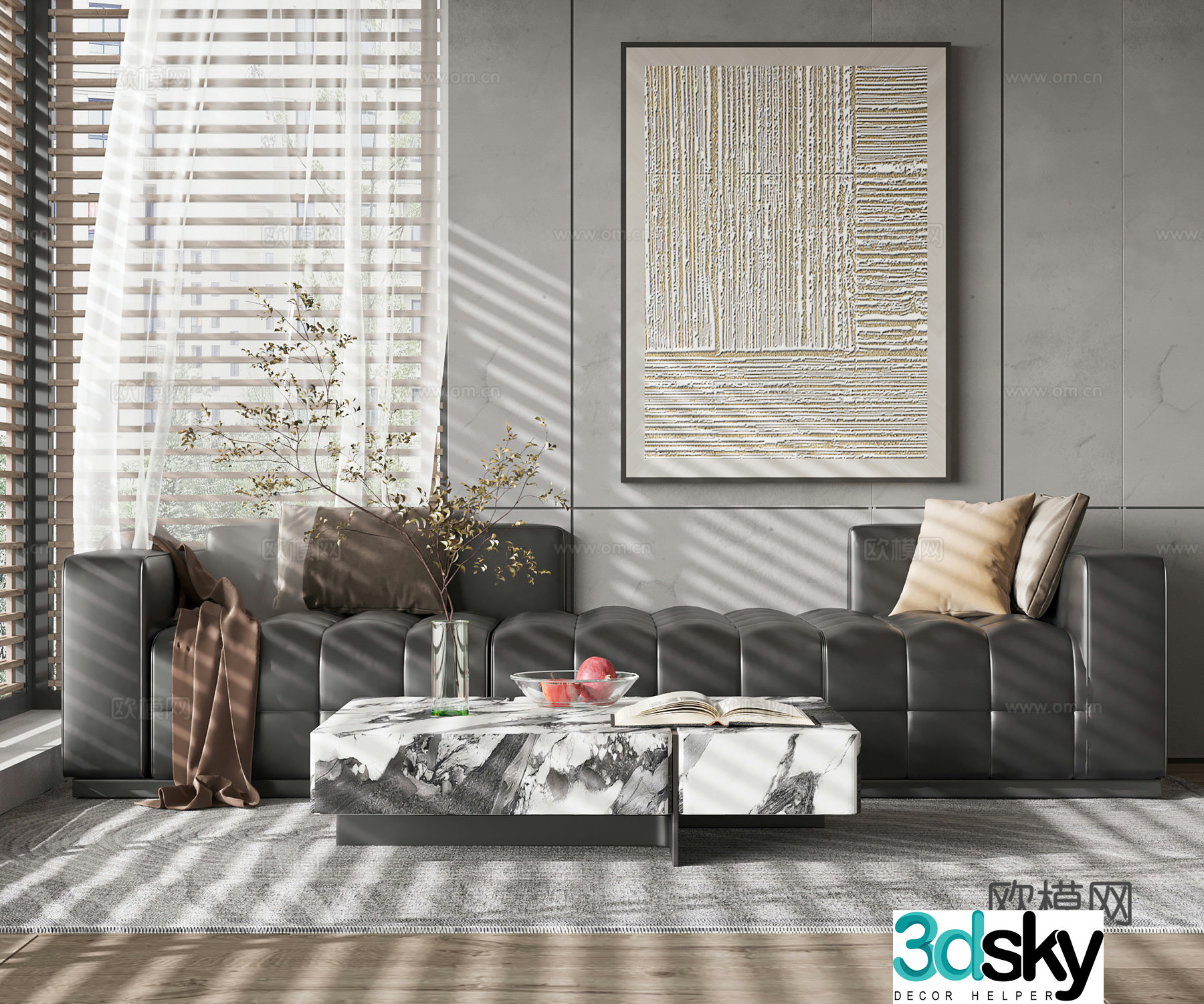 Modern sofa coffee table double sofa 3d model
