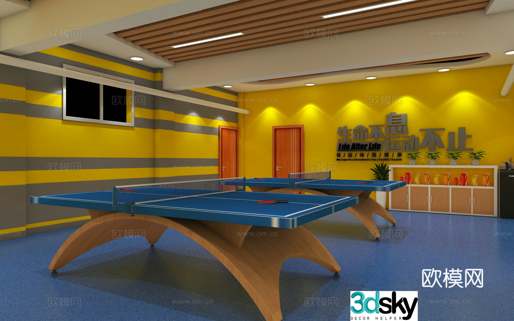 Modern table tennis room 3d model