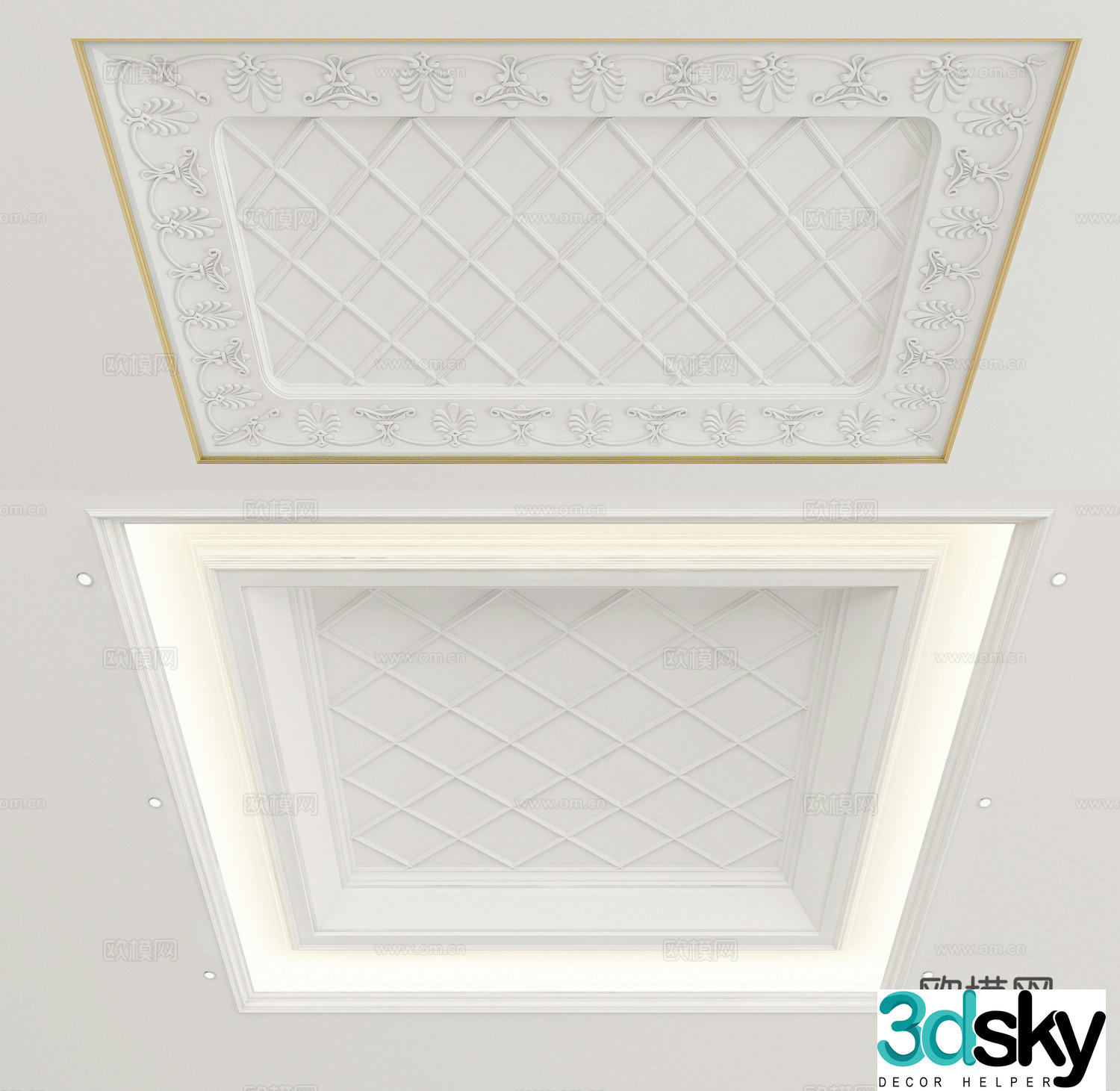 European ceiling white suspended ceiling 3d model
