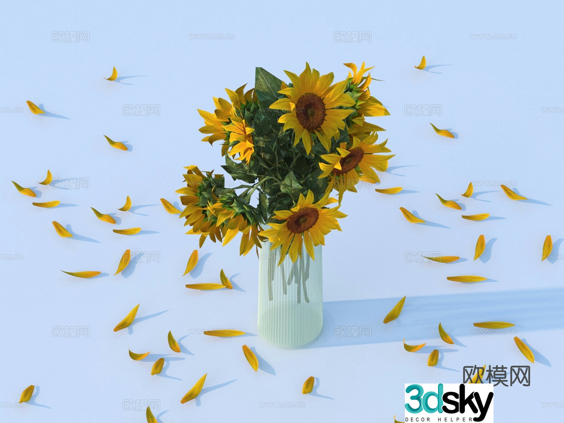sunflower vase floral 3d model