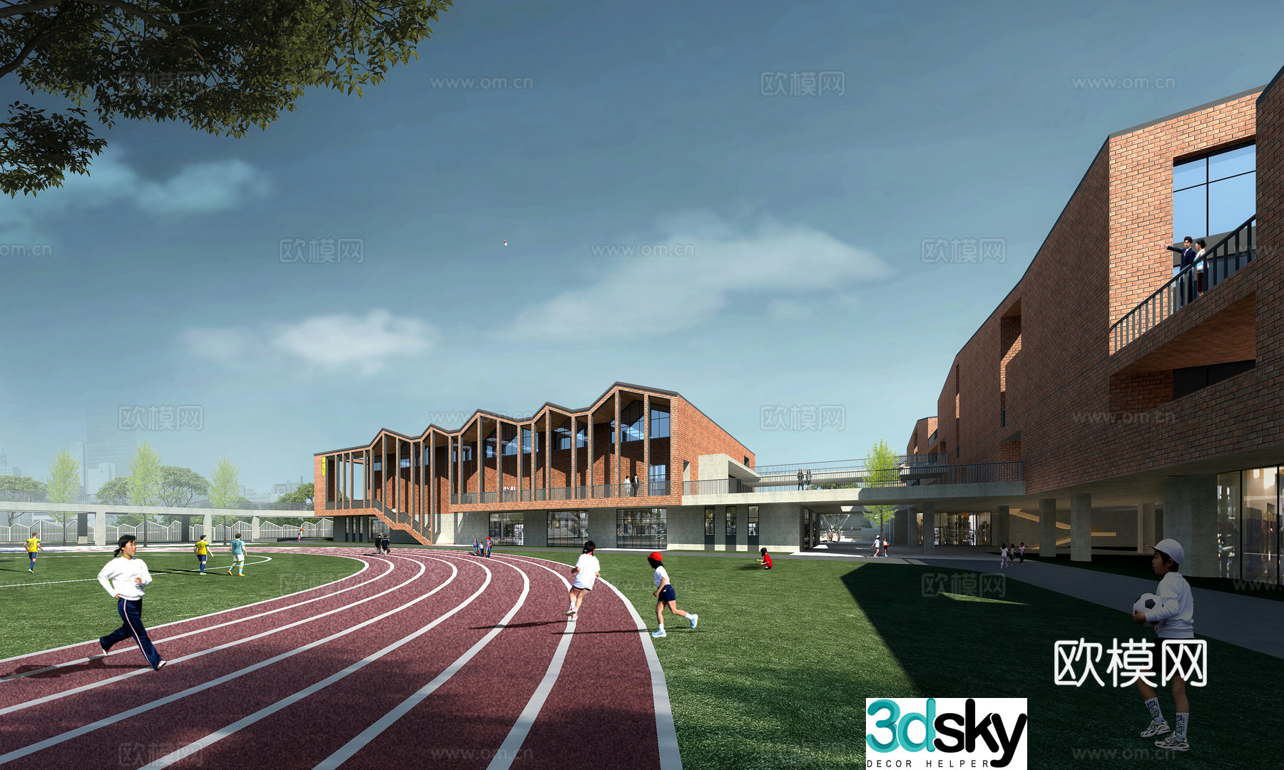 School playground landscape 3d model