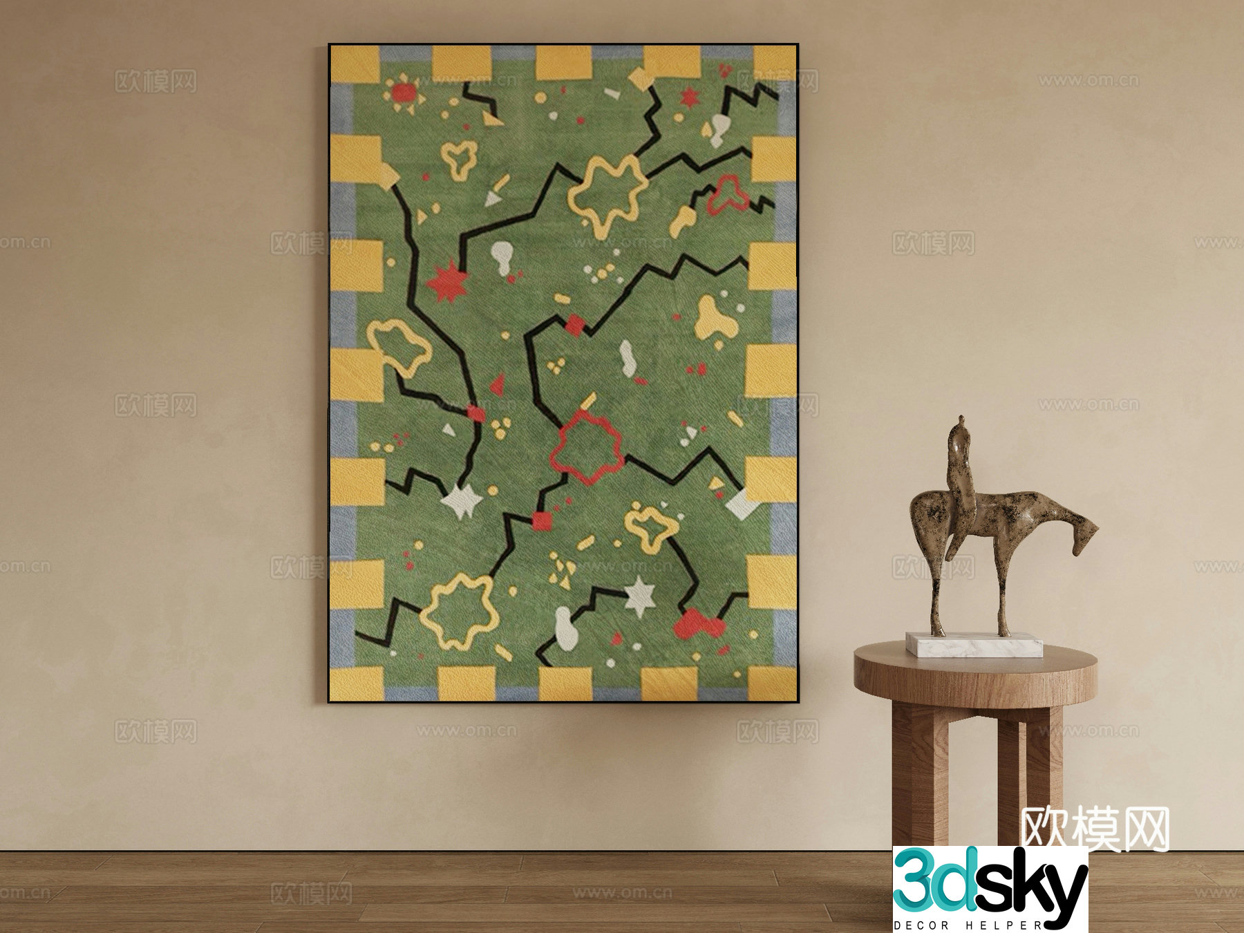 Modern texture painting decorative painting 3d model