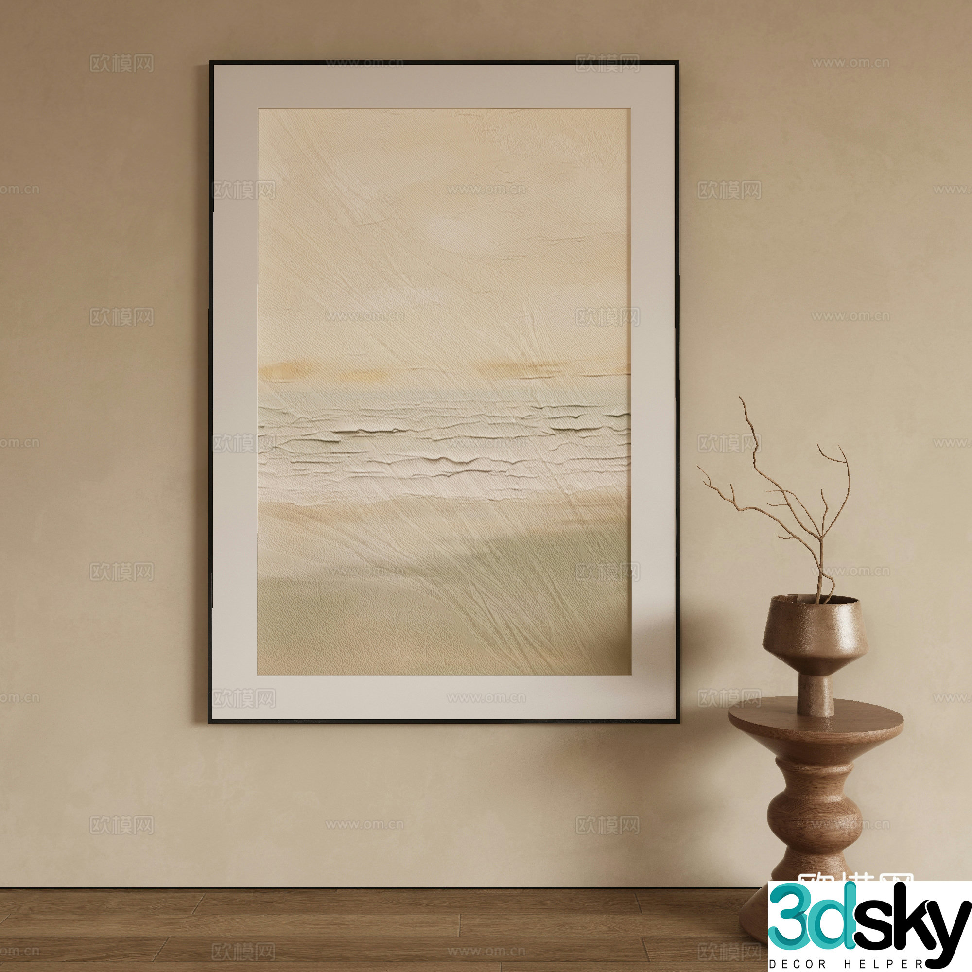 Modern texture painting decorative painting 3d model