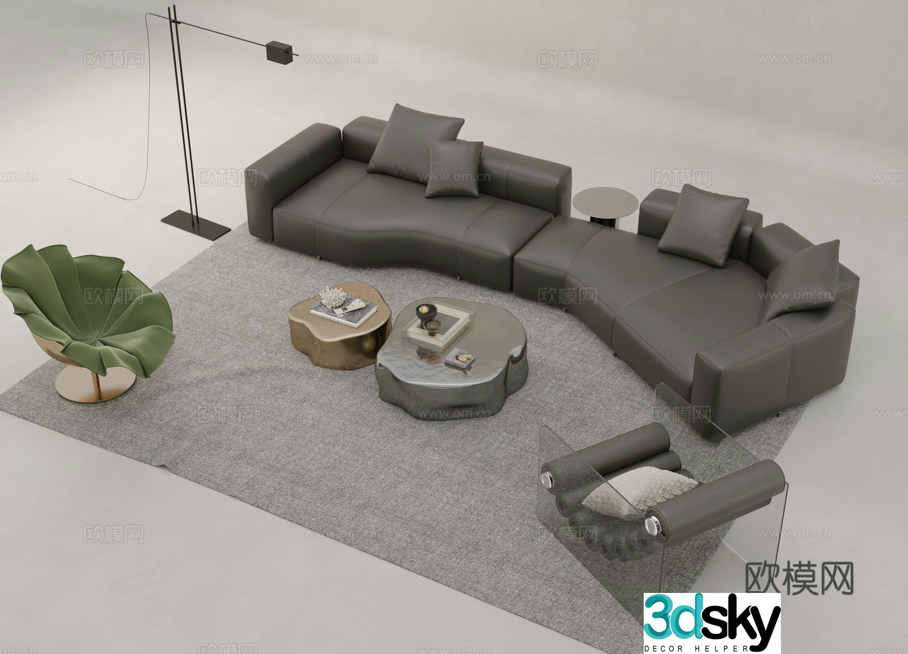 Italian sectional sofa 3d model