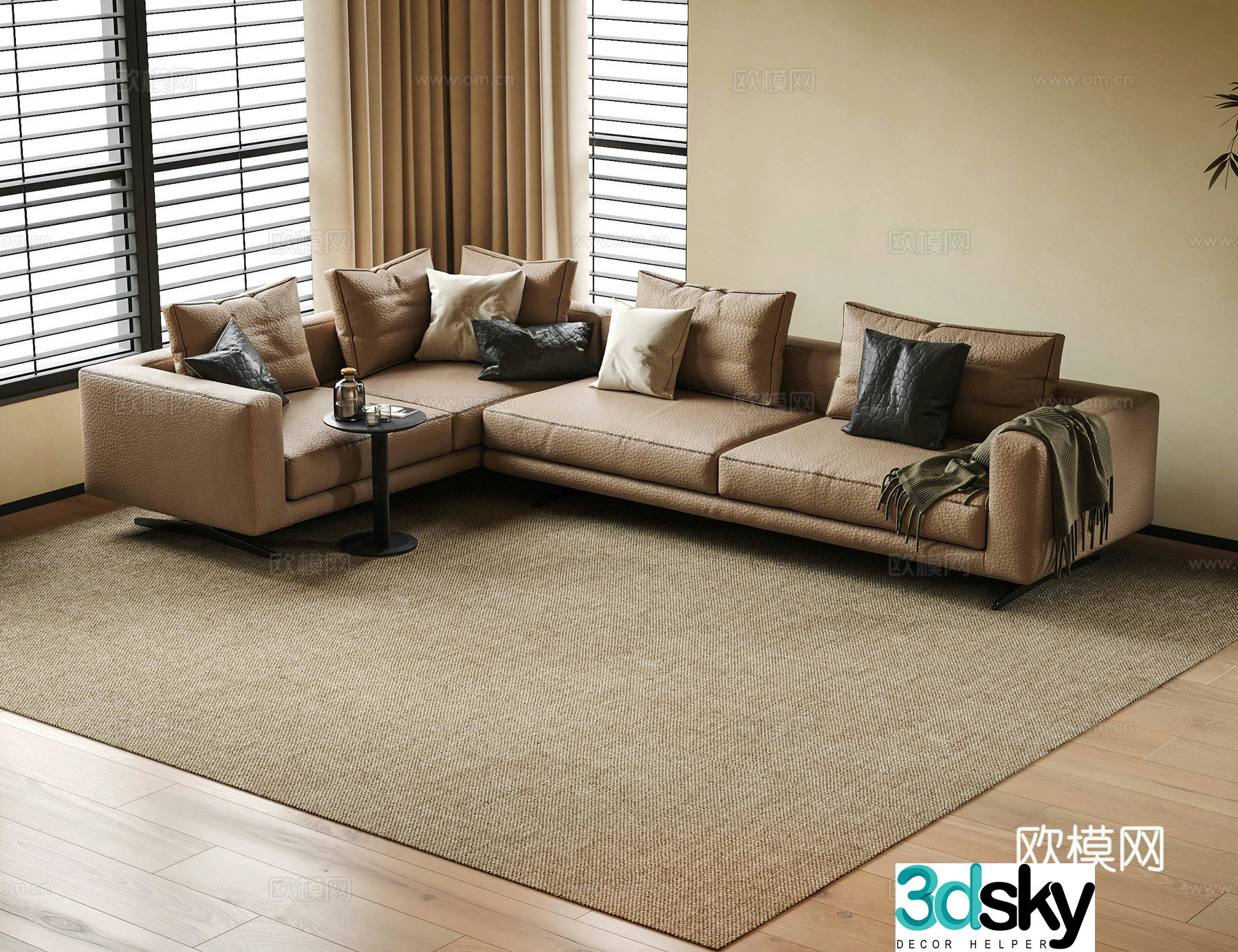 Italian corner sofa multi-person sofa 3D model