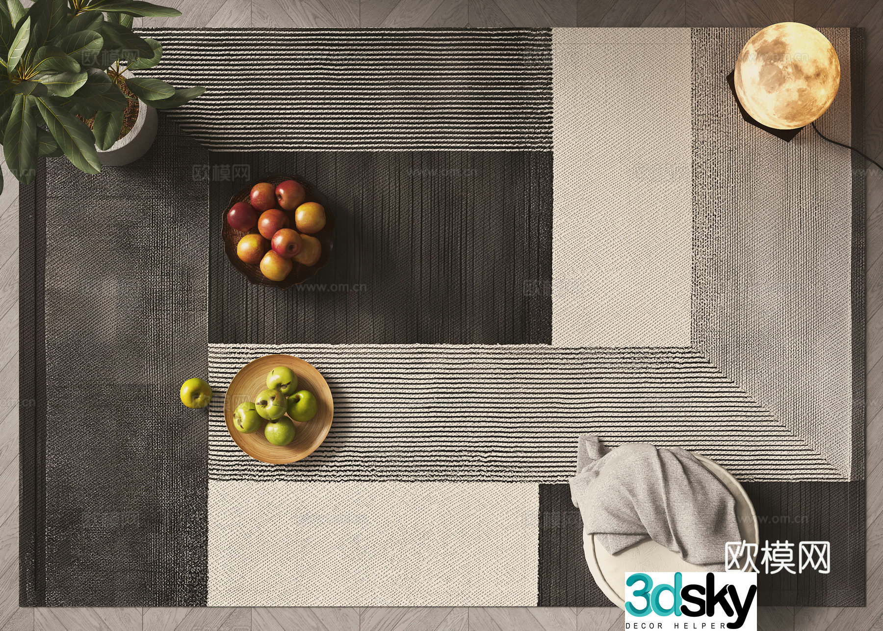 Modern square carpet 3d model