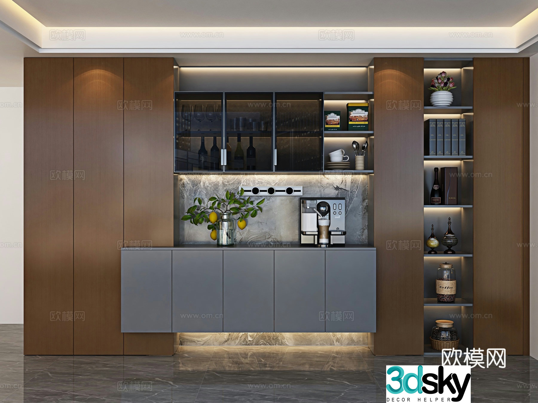 Italian sideboard wine cabinet 3d model
