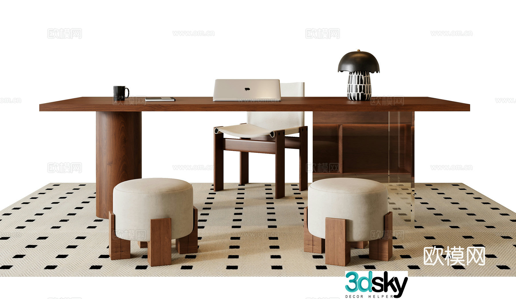 Medieval style desk and chair 3d model