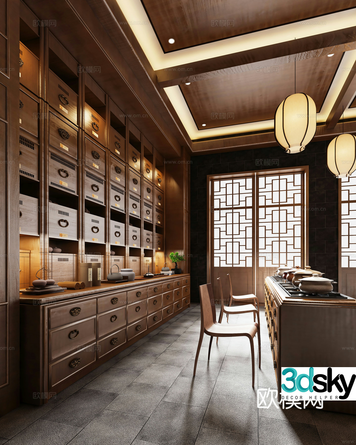 New Chinese Pharmacy Traditional Chinese Medicine Museum Traditional Chinese Medicine Pharmacy 3D Model
