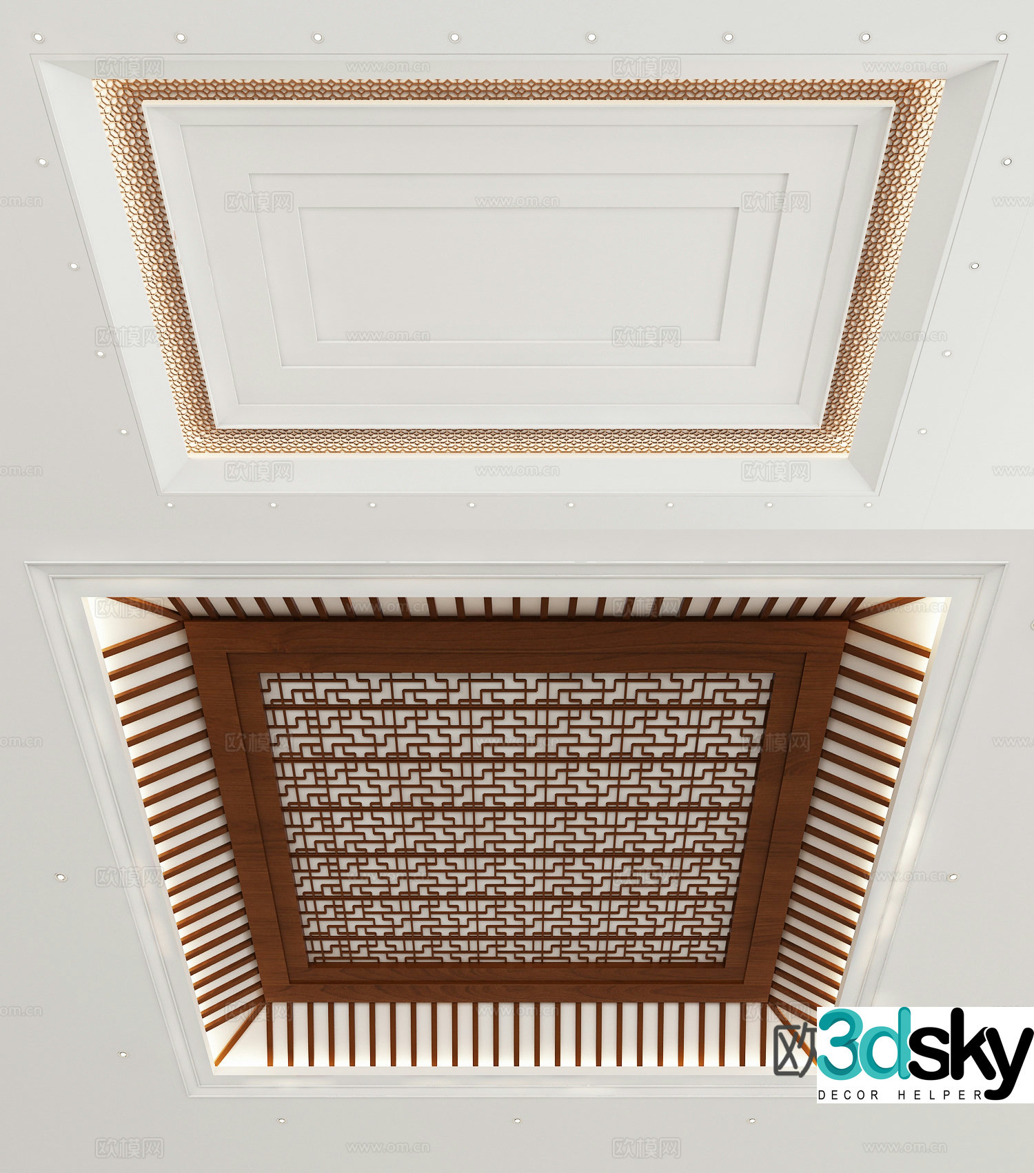 New Chinese style ceiling mahogany ceiling 3d model