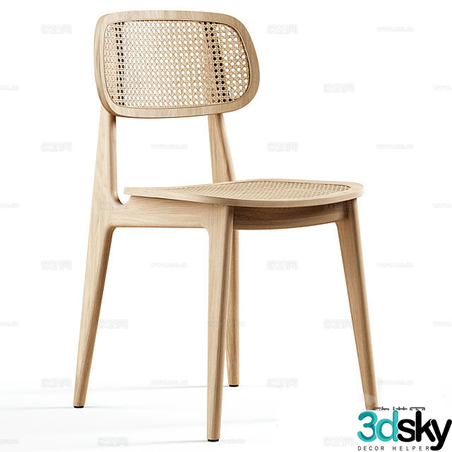 New Chinese style wooden chair rattan chair single chair 3d model