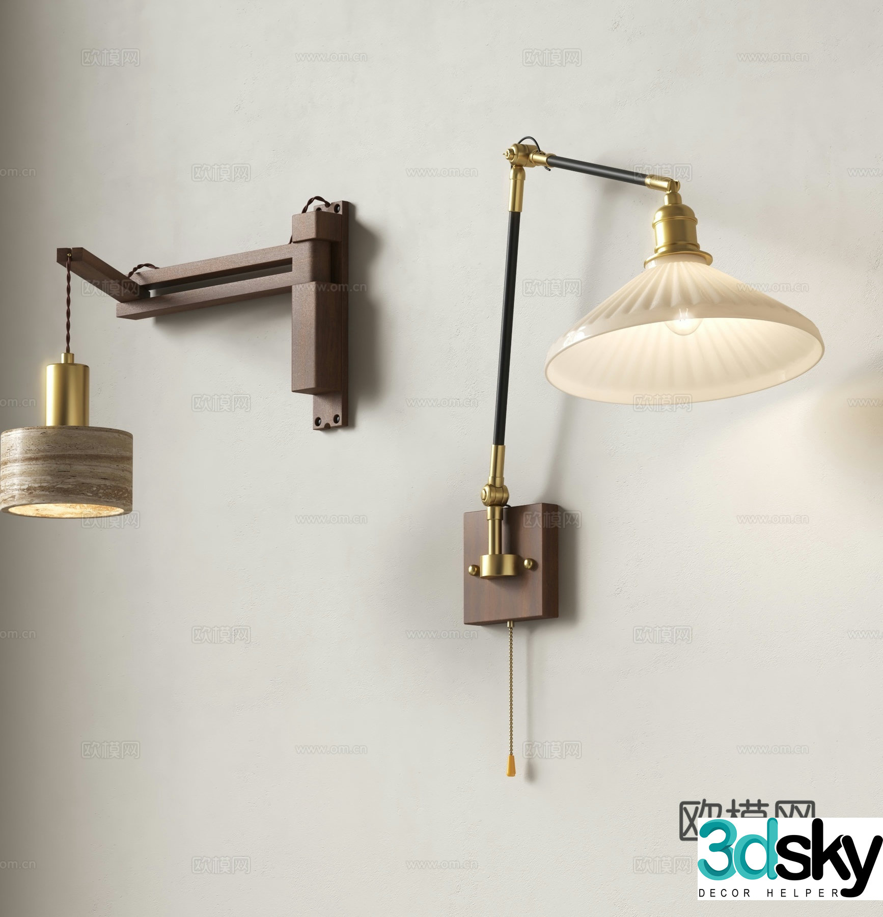 Medieval wall lamp retro wall lamp swing arm wall lamp bedside wall lamp 3D model