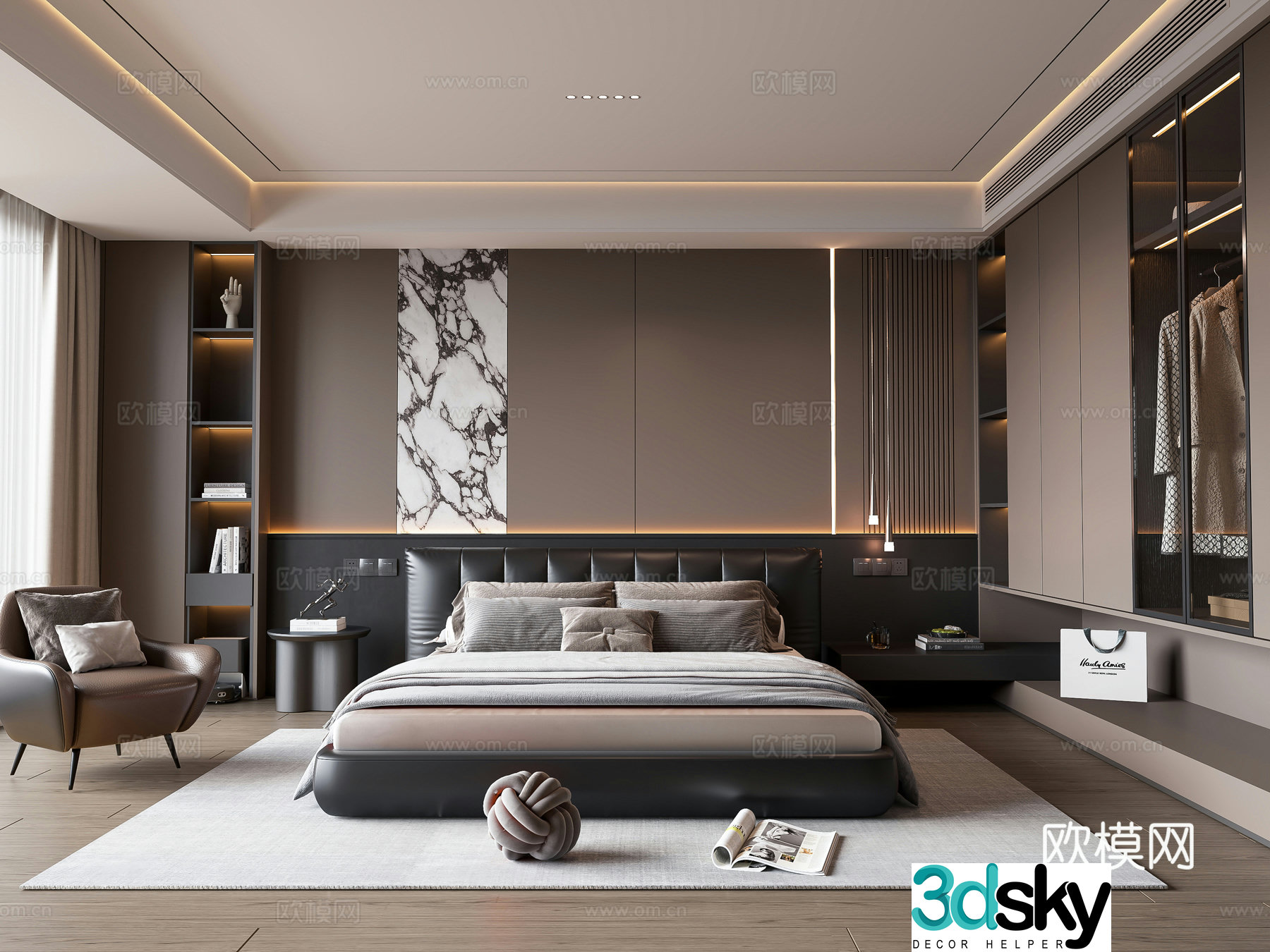 Italian style bedroom master bedroom 3d model