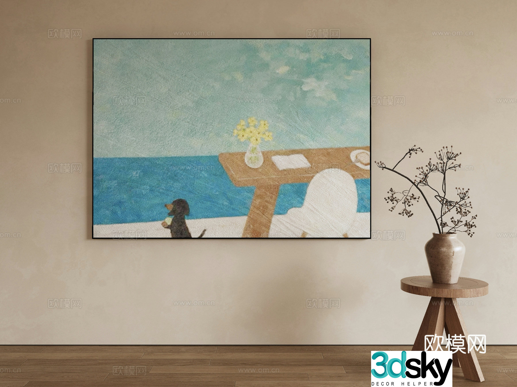 Modern oil painting texture painting decorative painting 3D model