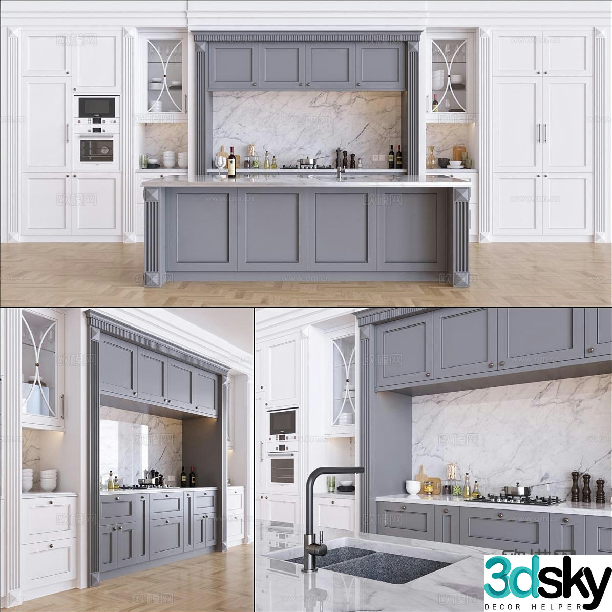 Simple European island cabinet cabinet 3d model