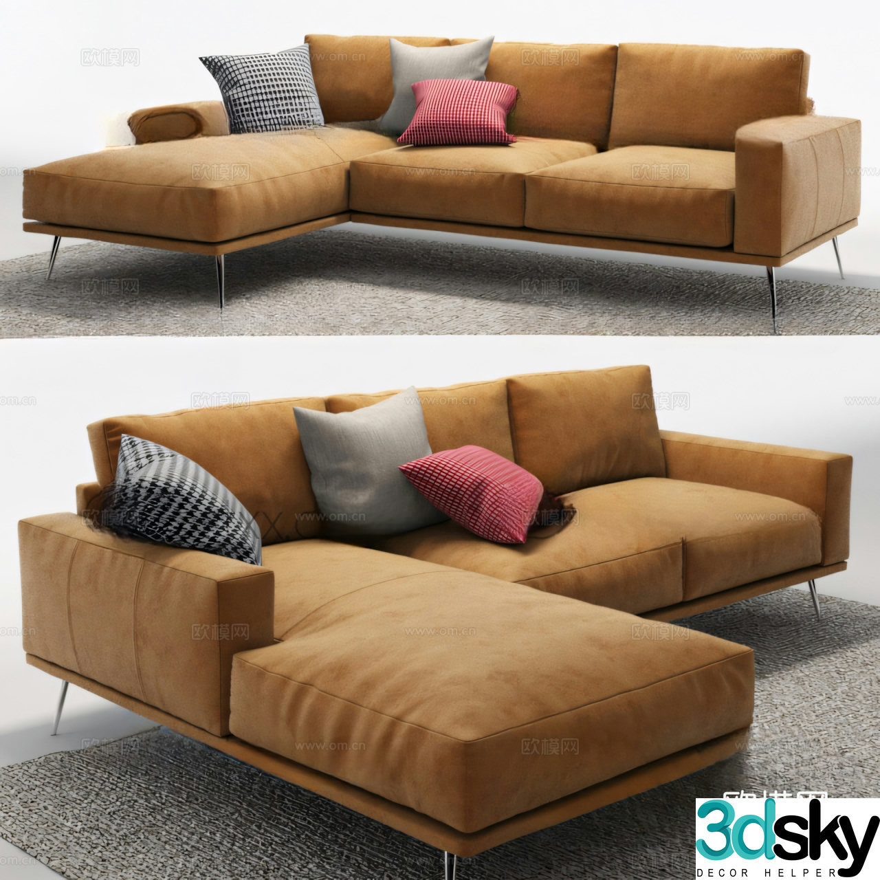 Corner sofa multi-person sofa 3d model