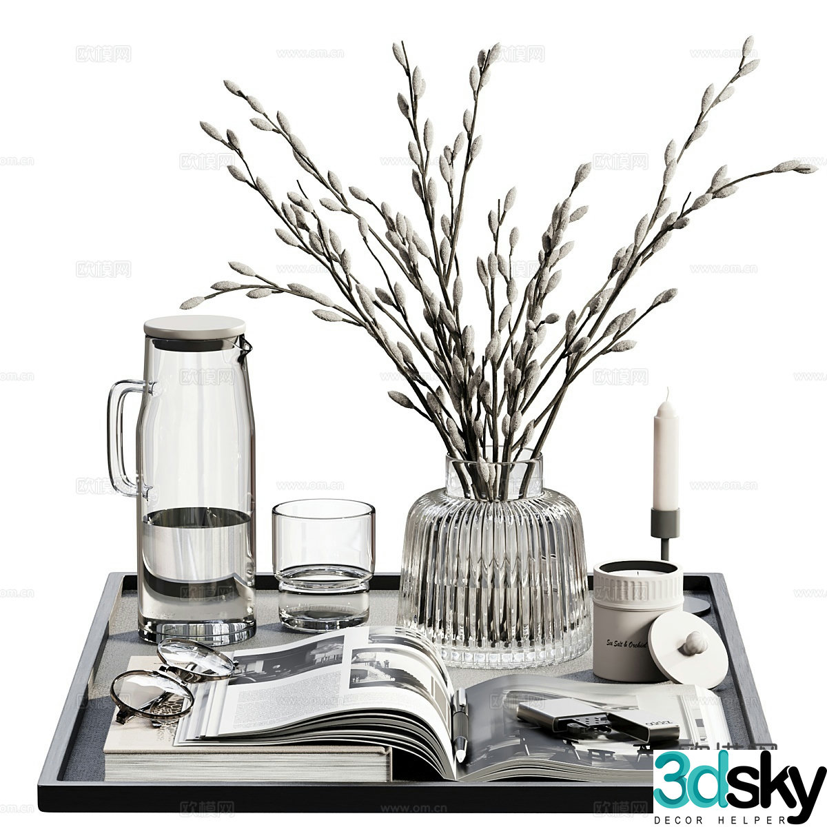Modern jewelry vase books 3d model