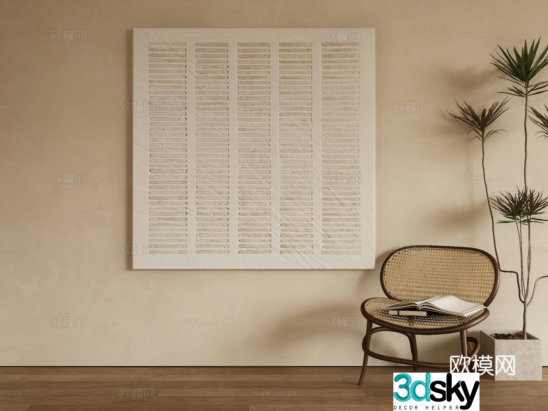 Modern texture painting decorative painting 3d model
