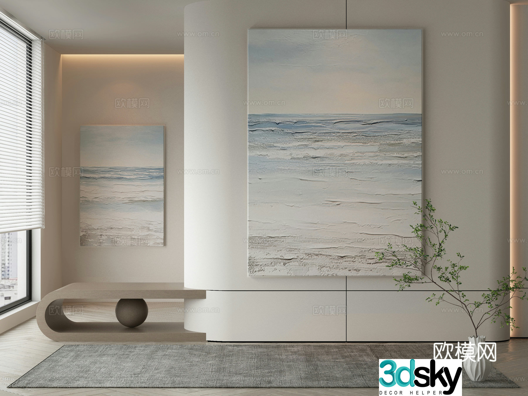 Modern texture painting decorative painting 3d model