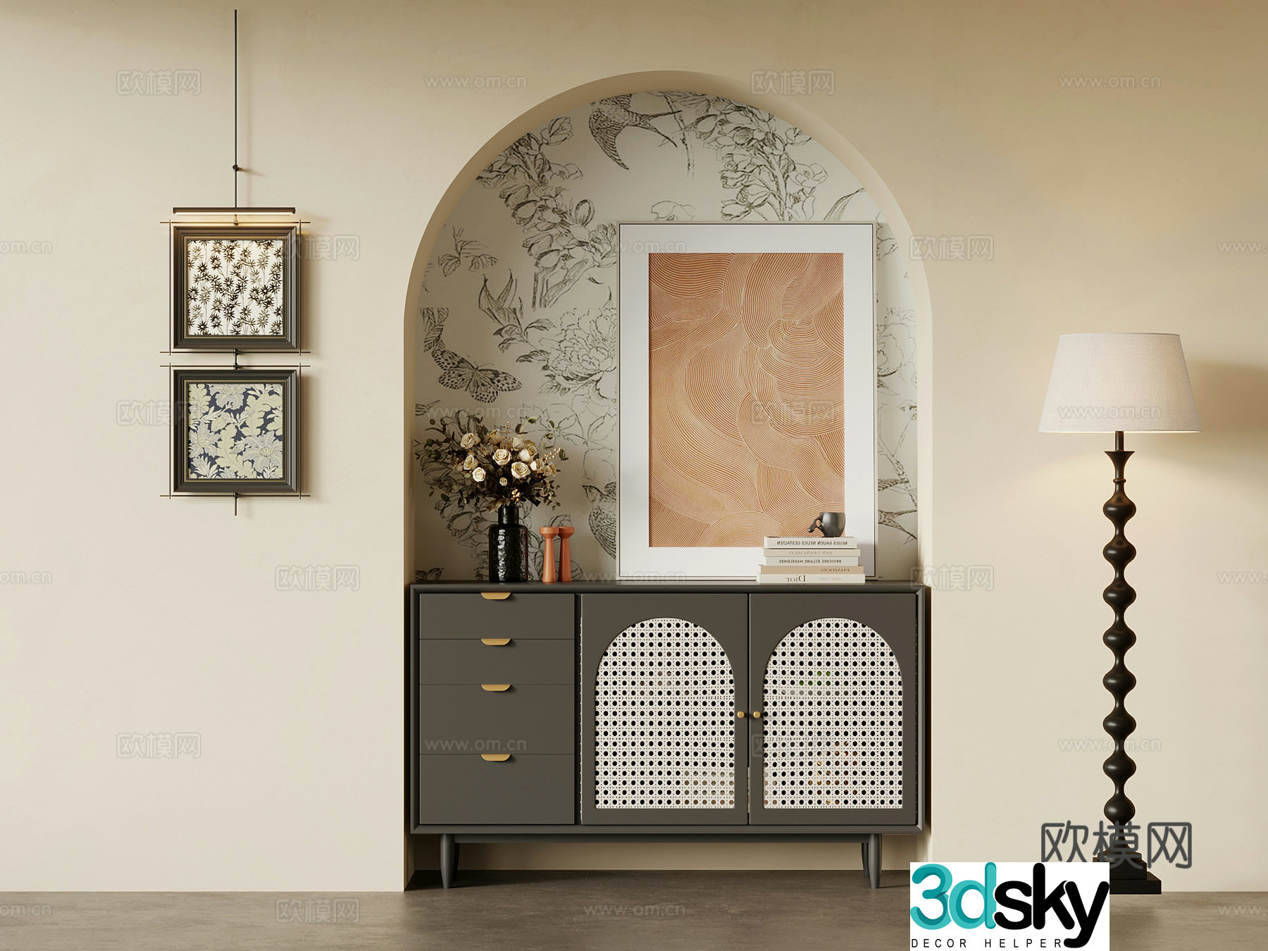 French entryway cabinet 3d model