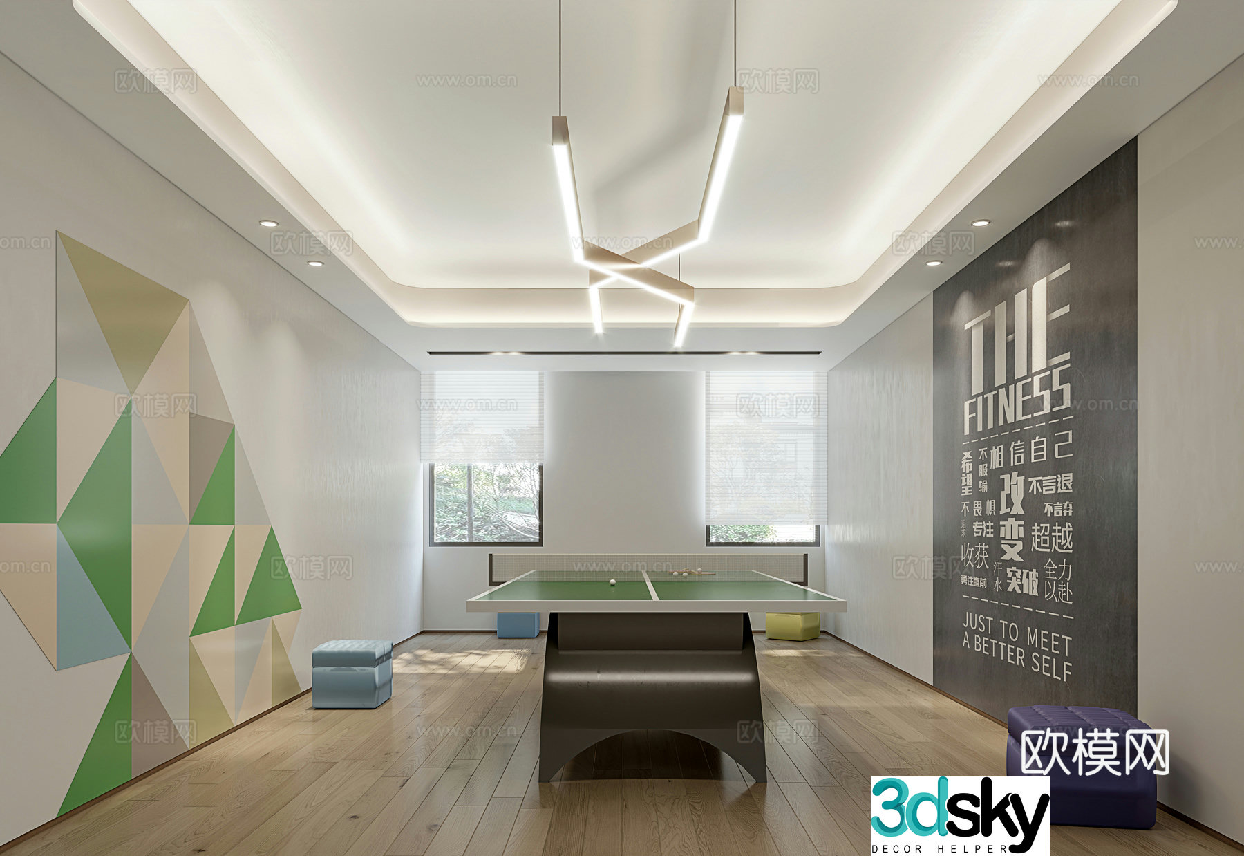 Modern table tennis room 3d model