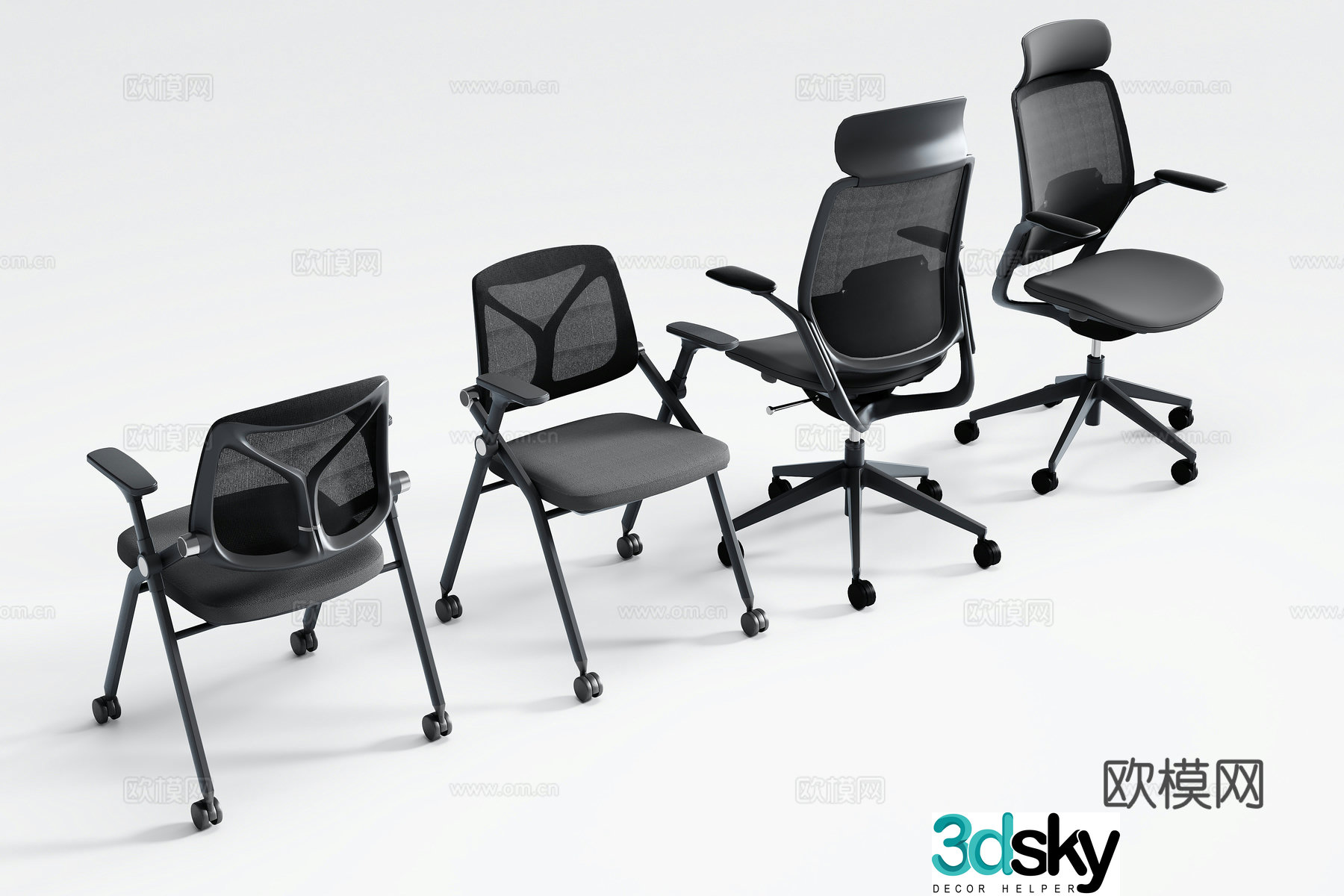 Modern office chair boss chair staff chair folding chair 3d model