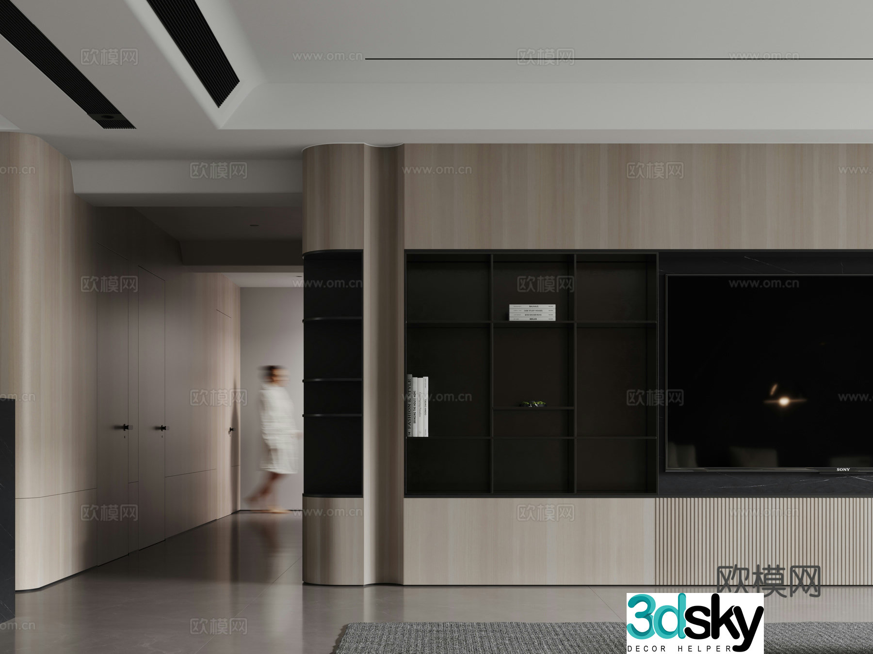 Modern TV background wall 3d model