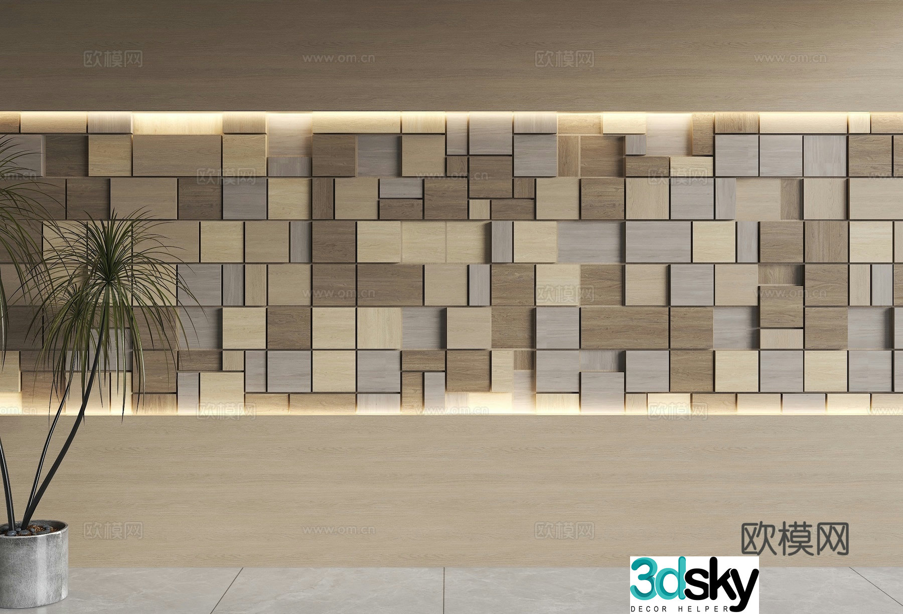 Block background wall decorative wall 3d model