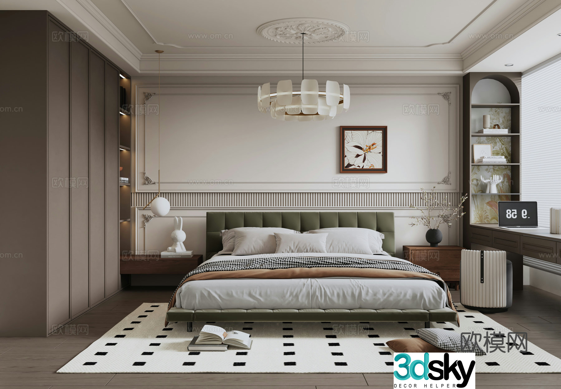 French retro bedroom master bedroom 3d model