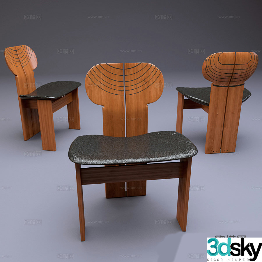 New Chinese dining chair single chair 3d model